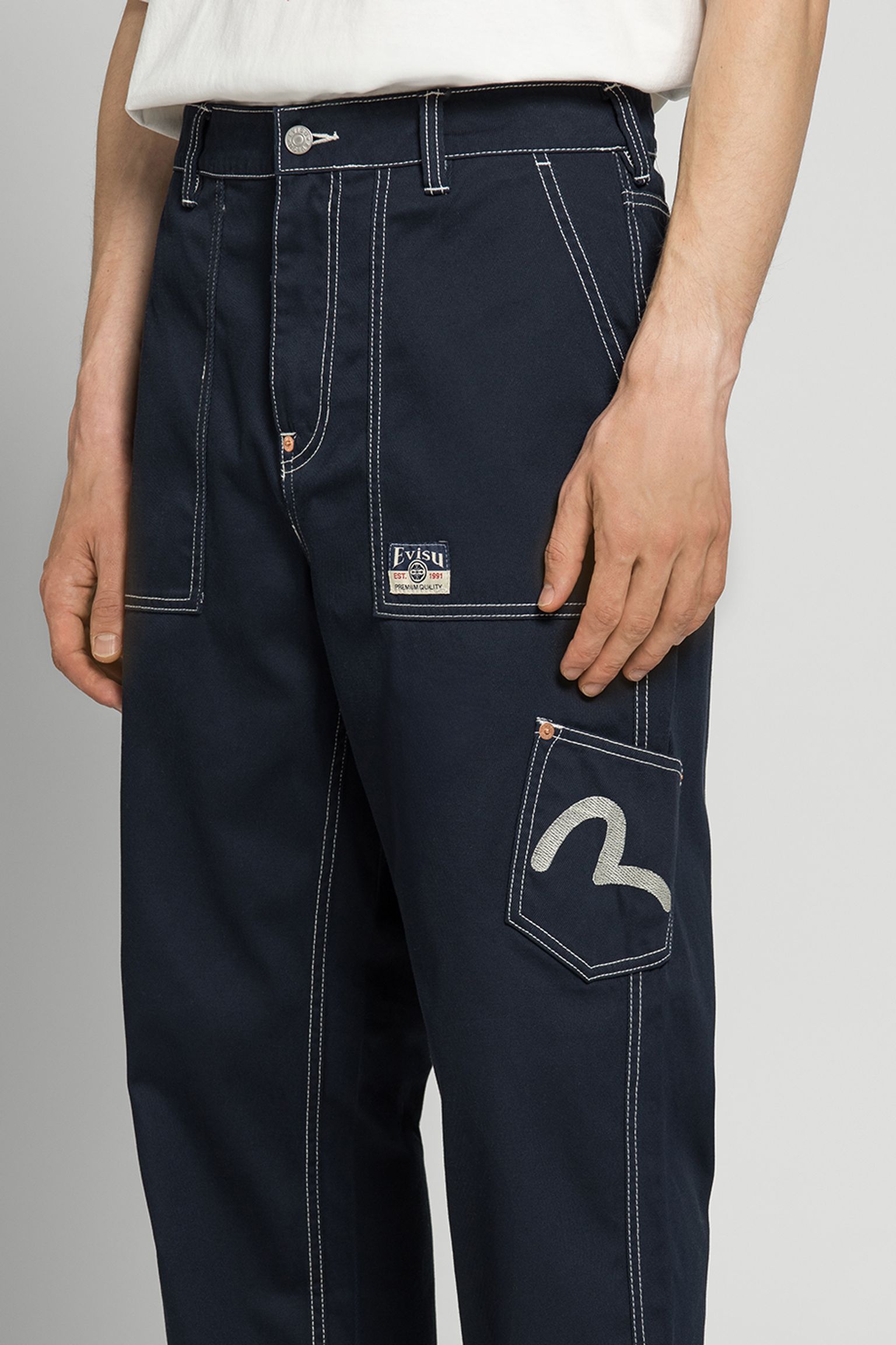 Брюки EVISU Contrast Stitching Seagull EMB Chino