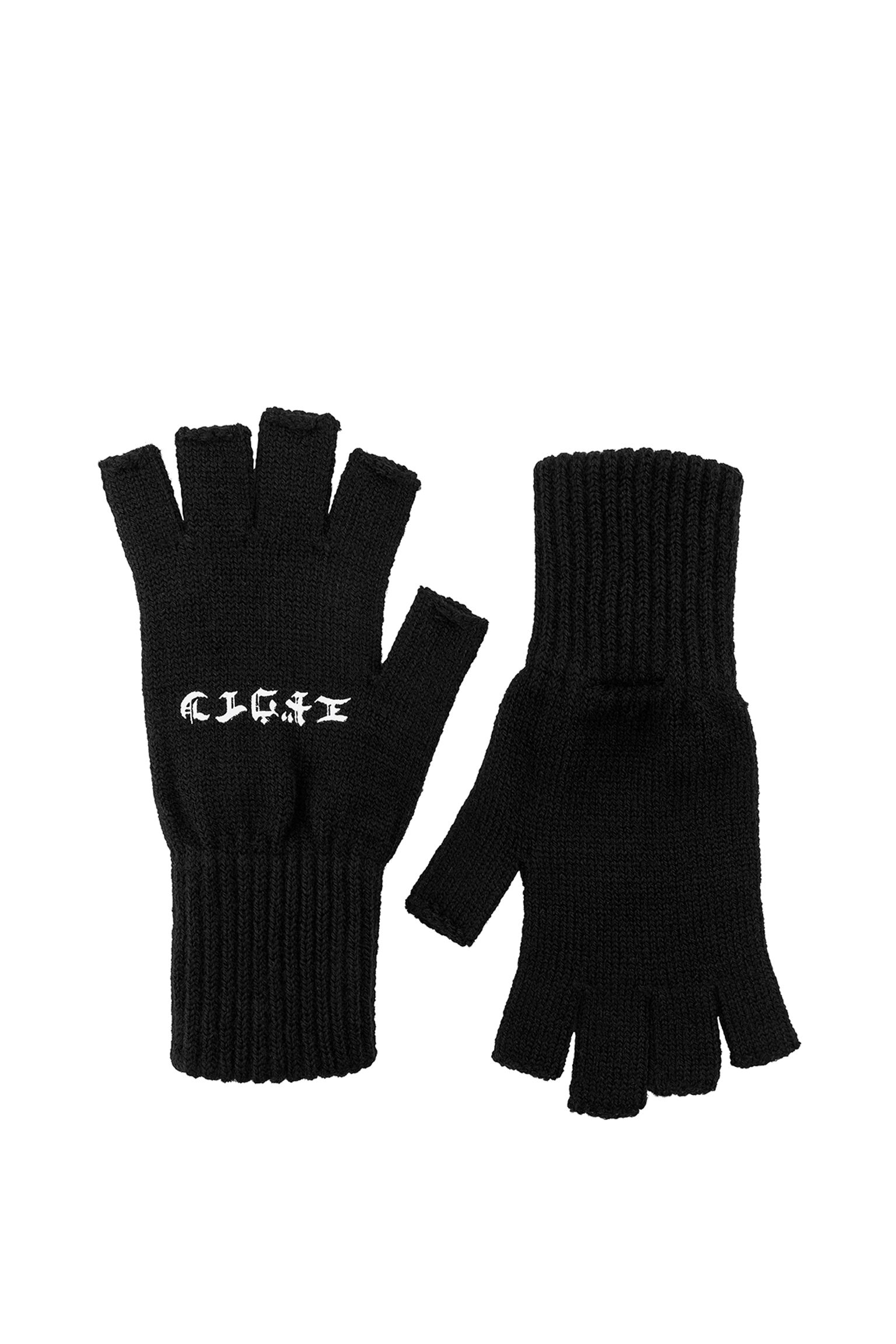 мітенки Knitted Mittens Knit  Black garment washed