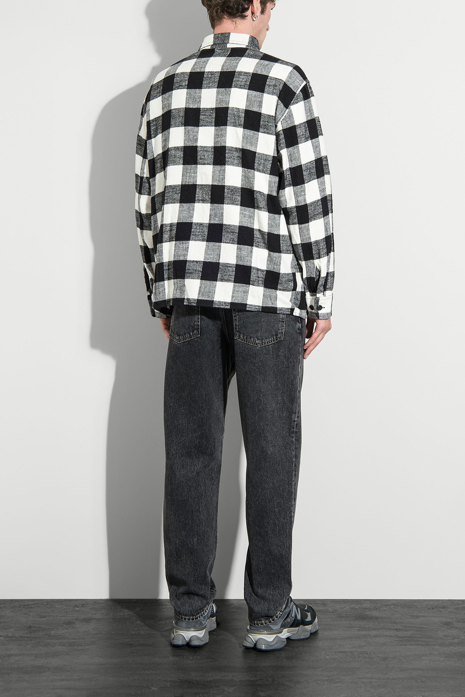 сорочка Sebastian Shirt LS Heavy Flannel Brushed Black/White garment washed