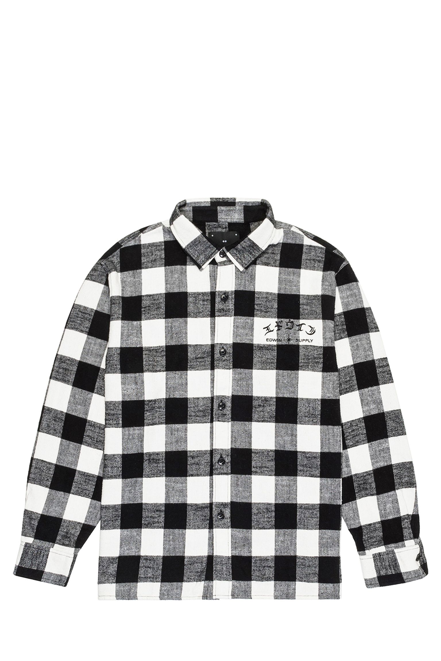 сорочка Sebastian Shirt LS Heavy Flannel Brushed Black/White garment washed