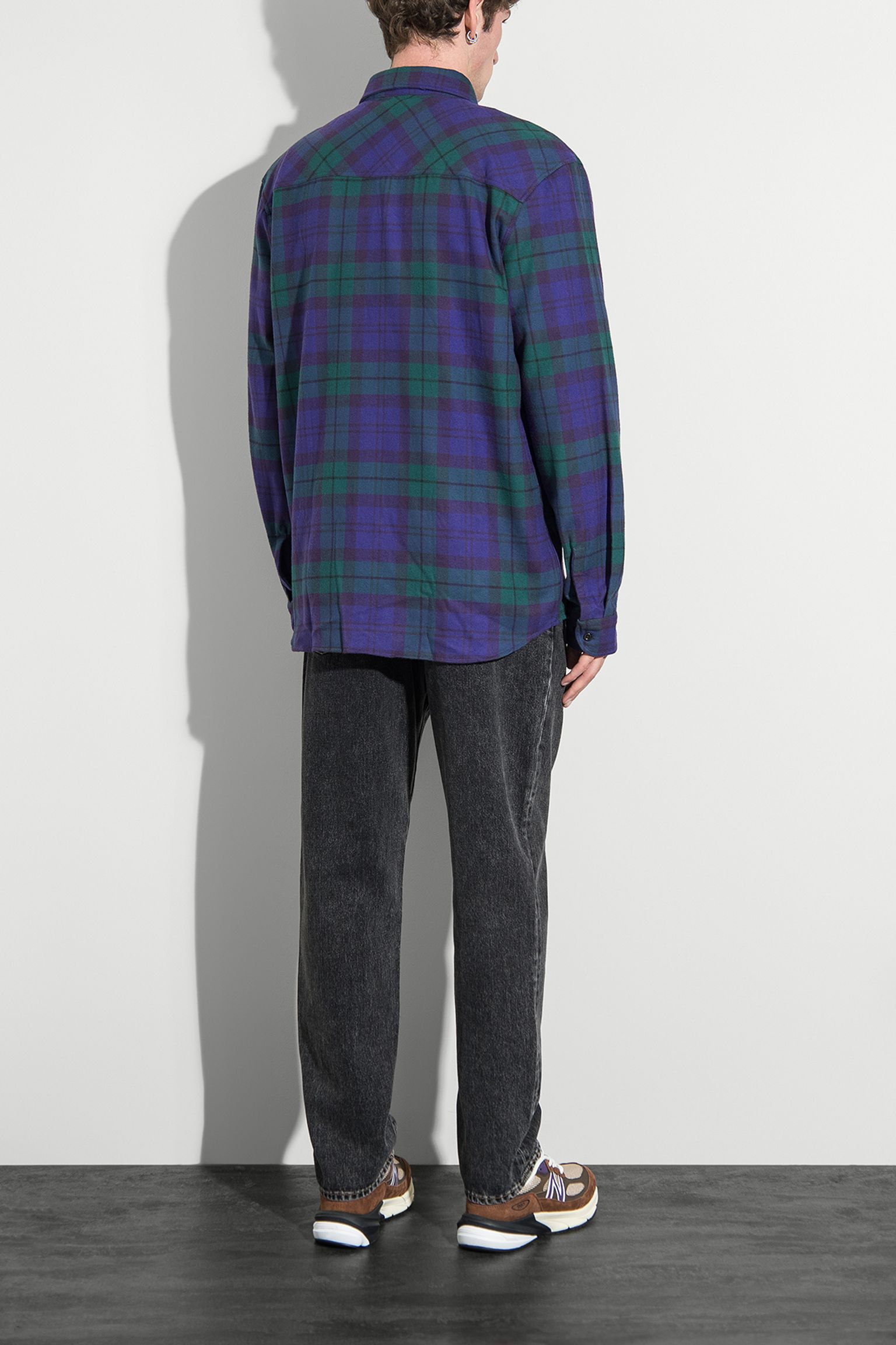 сорочка Millenium Shirt LS Heavy Flannel Brushed Green/Purple garment washed