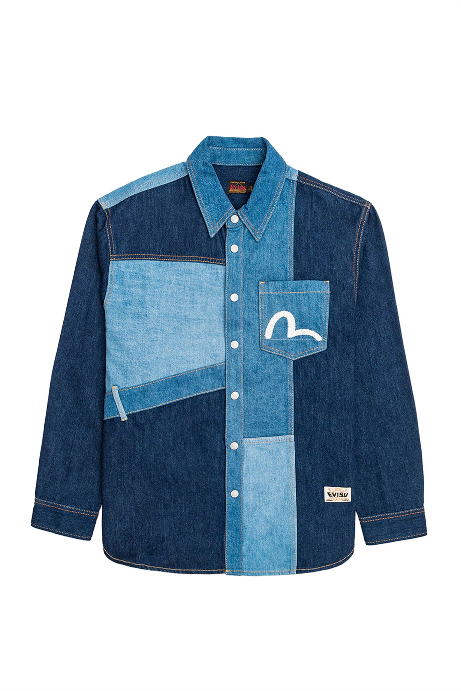 Рубашка Woven Seagull Emb Patchwork Denim Shirt