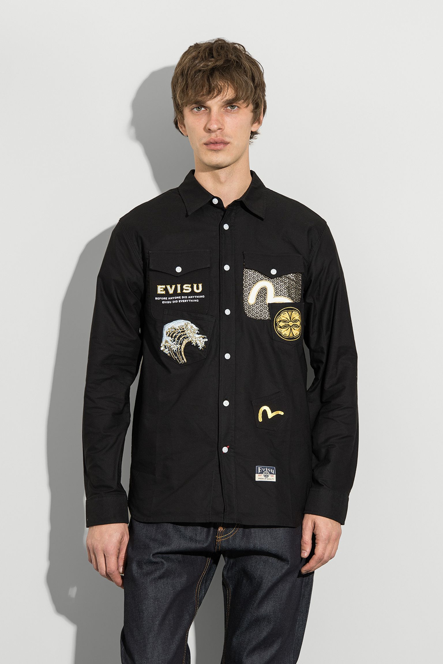 Рубашка Woven Evisu Logos+Wave Emb Multi-pocket Shirt купить в Украине