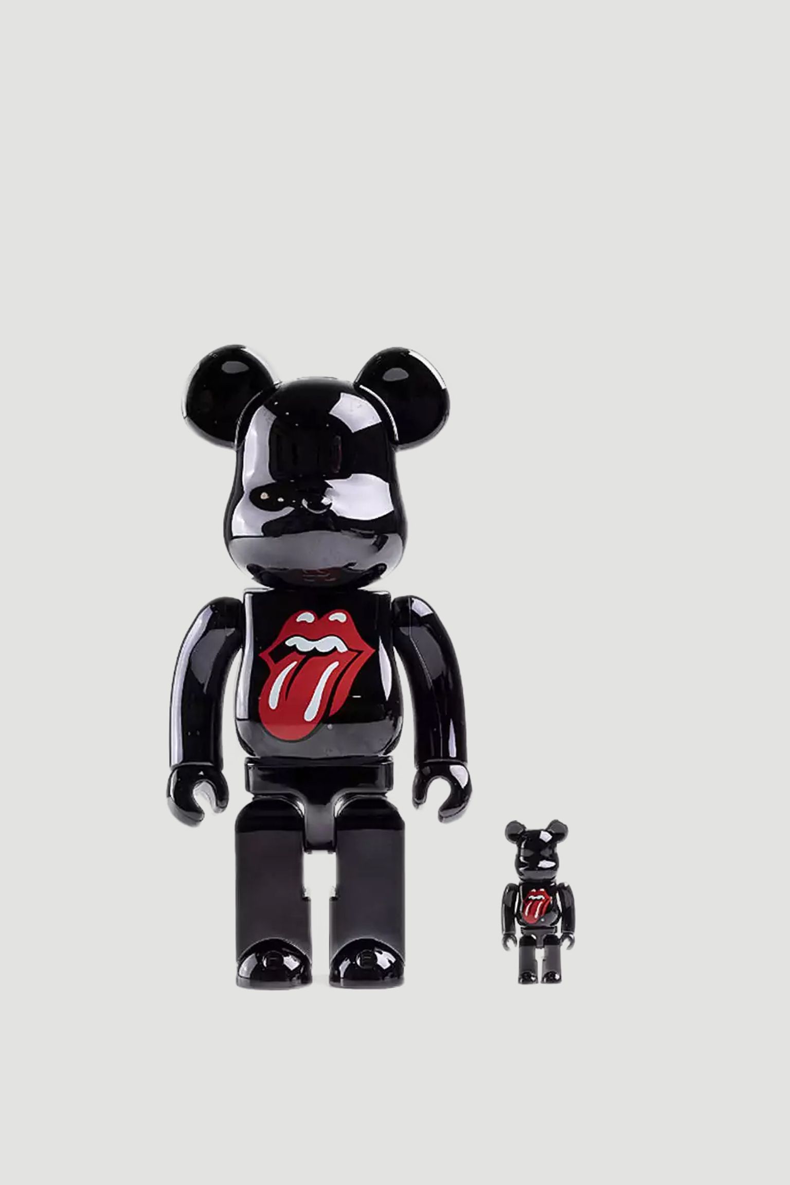 Іграшка Be@rbrick The Rolling Stones Lips & Tongue 100% & 400% Set Black Chrome Version