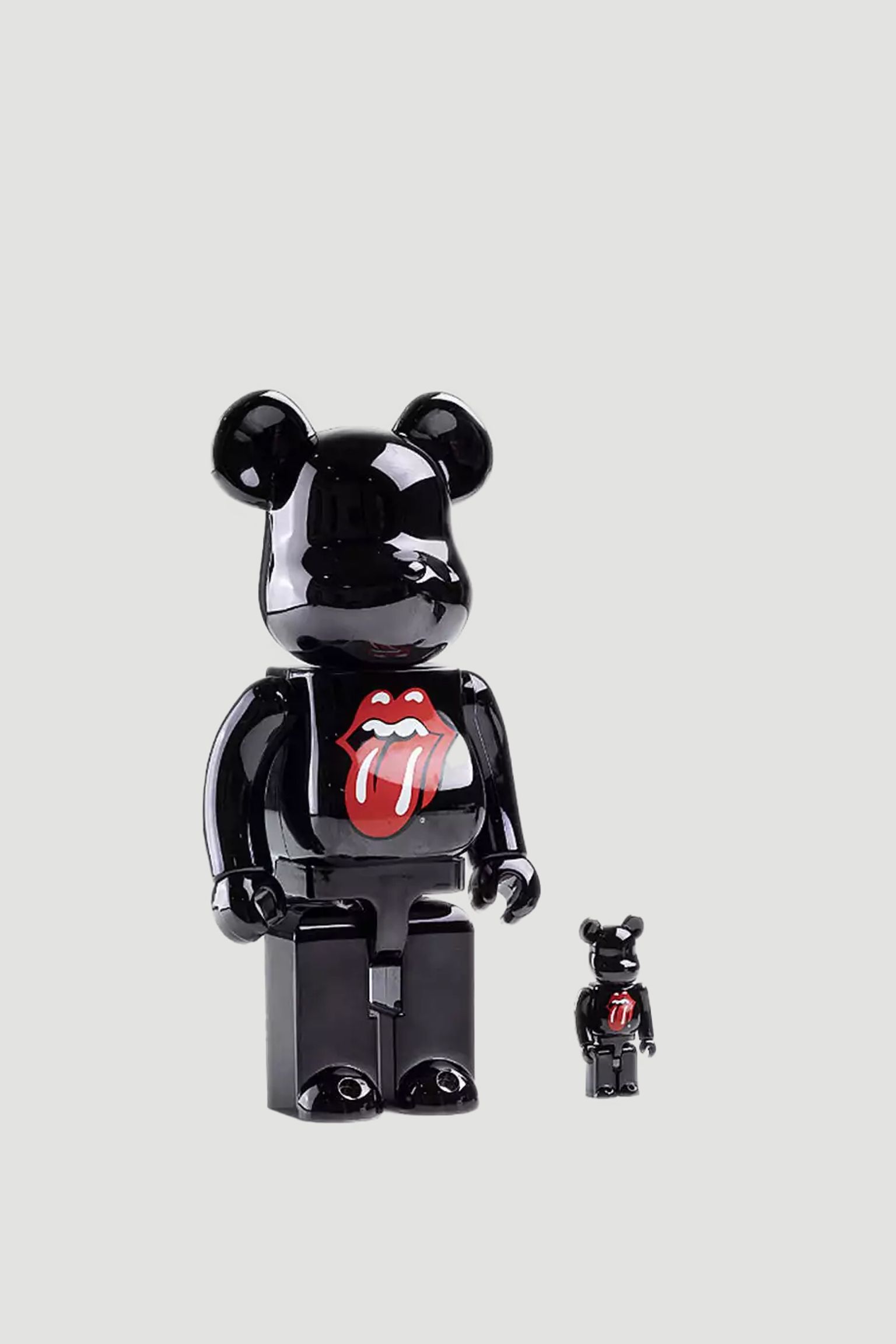 Іграшка Be@rbrick The Rolling Stones Lips & Tongue 100% & 400% Set Black Chrome Version