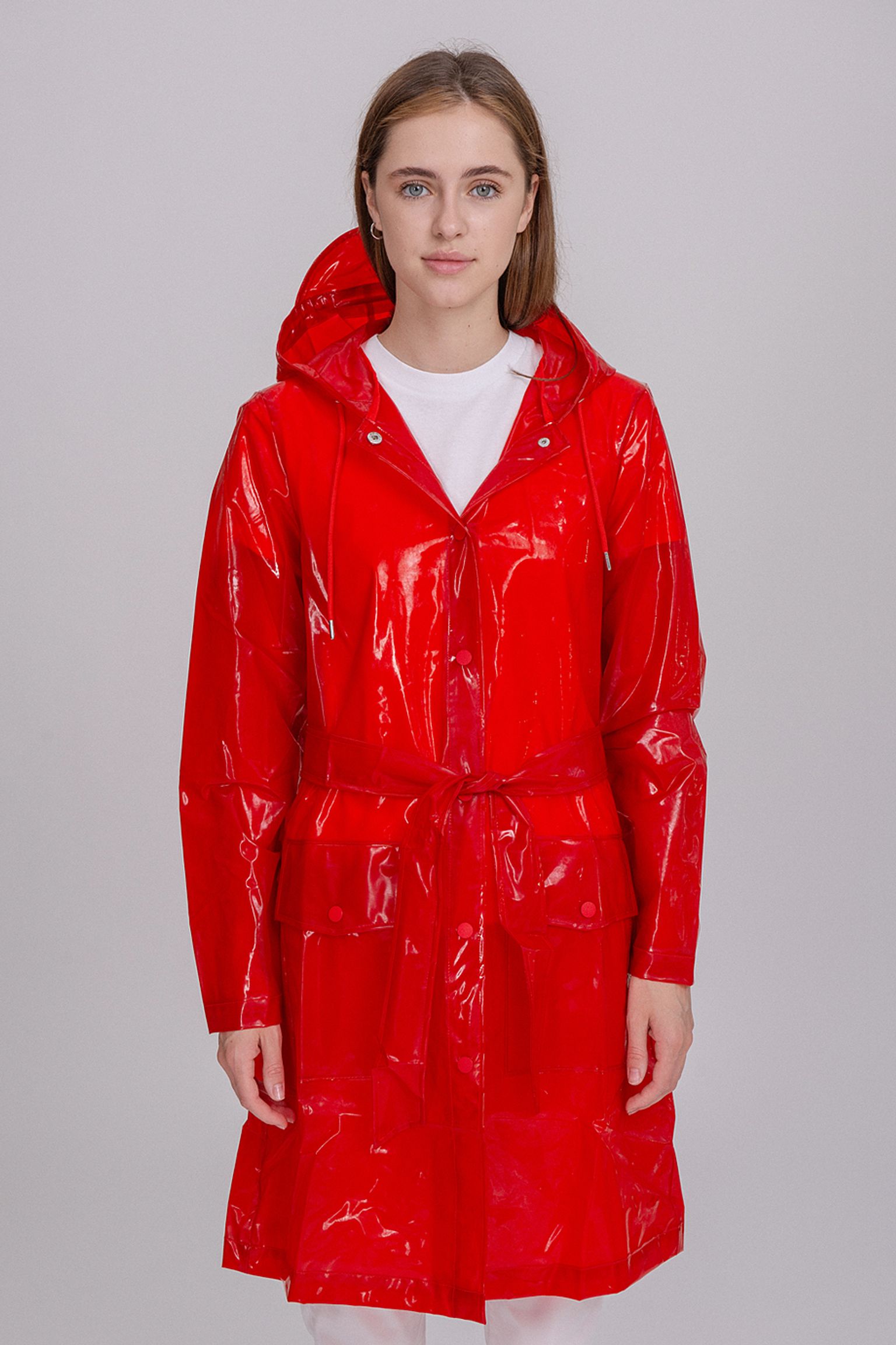 Плащ Rains Transparent Belt Jacket Glossy Red