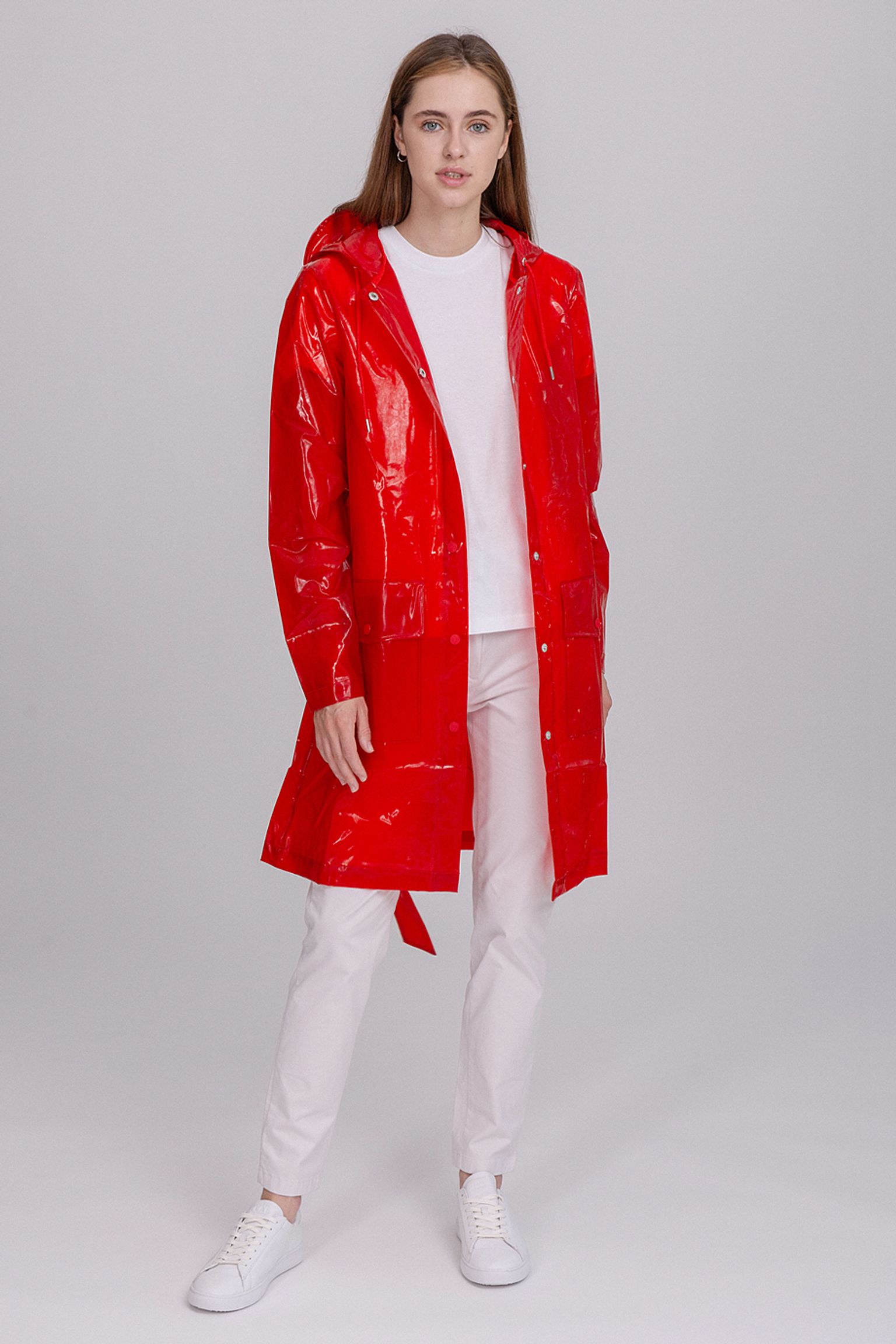Плащ Rains Transparent Belt Jacket Glossy Red с доставкой