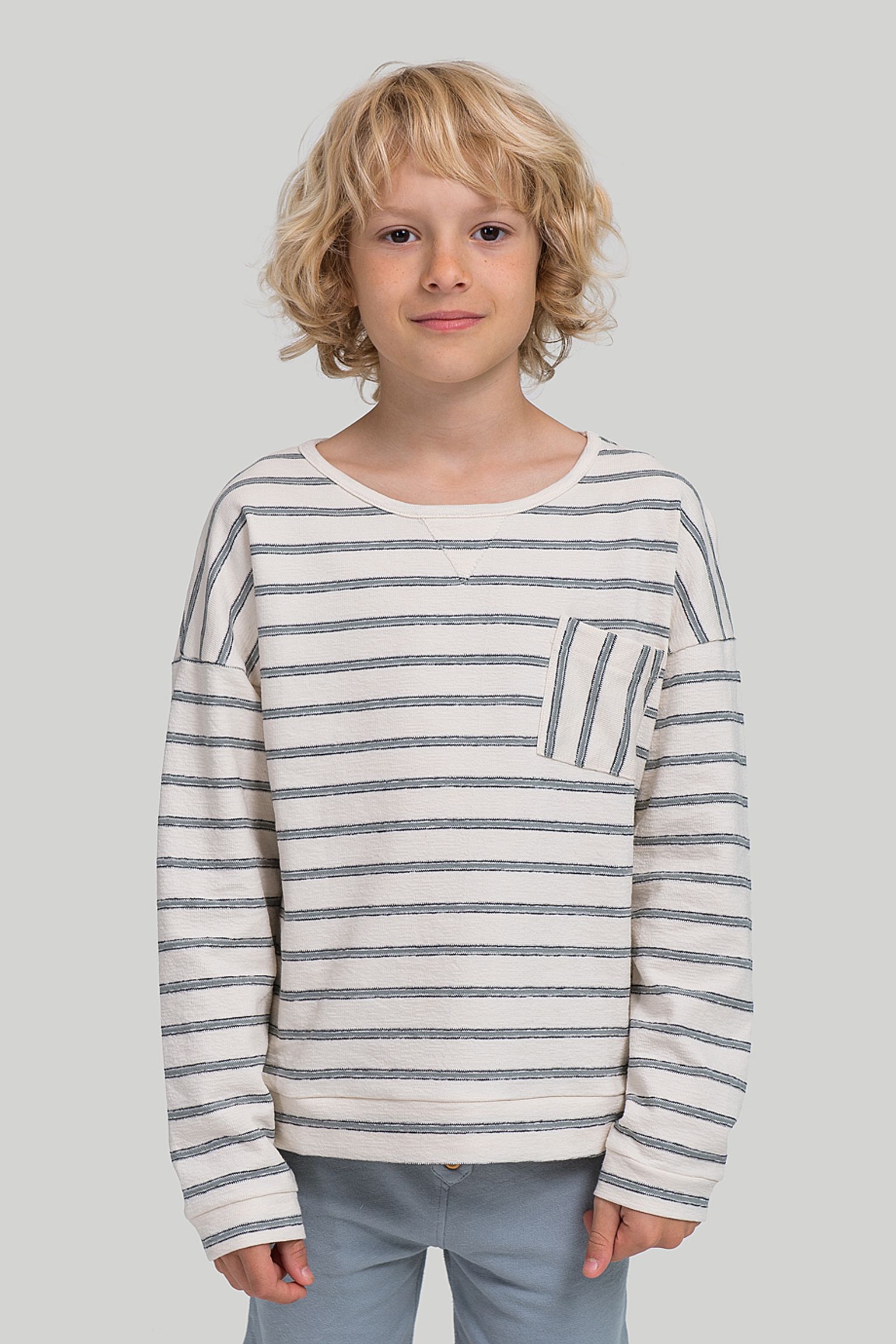 світшот BUHO KID NAVY STRIPES SWEATER