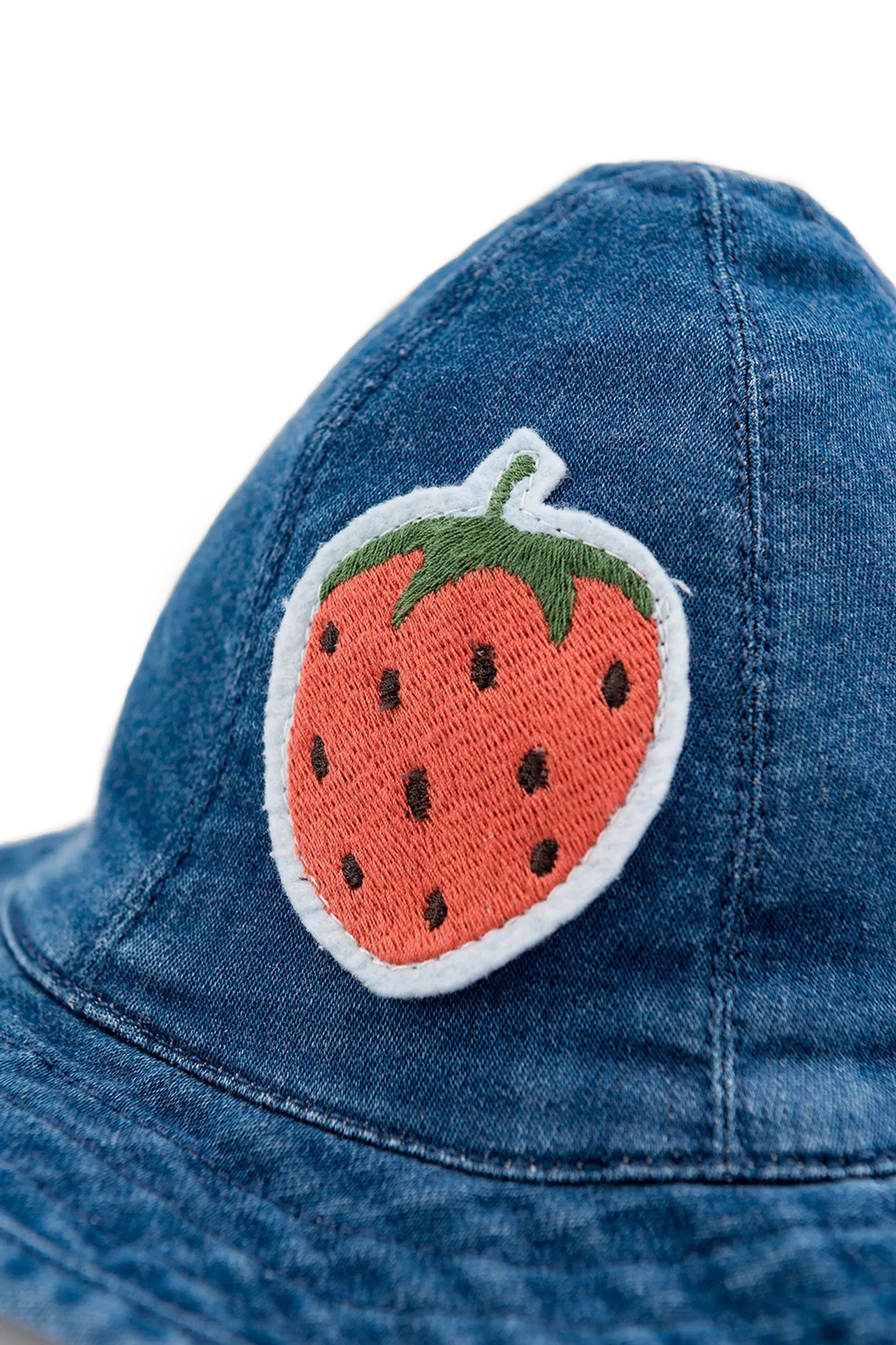 панама MINI RODINI KIDS Denim strawberry sun hat
