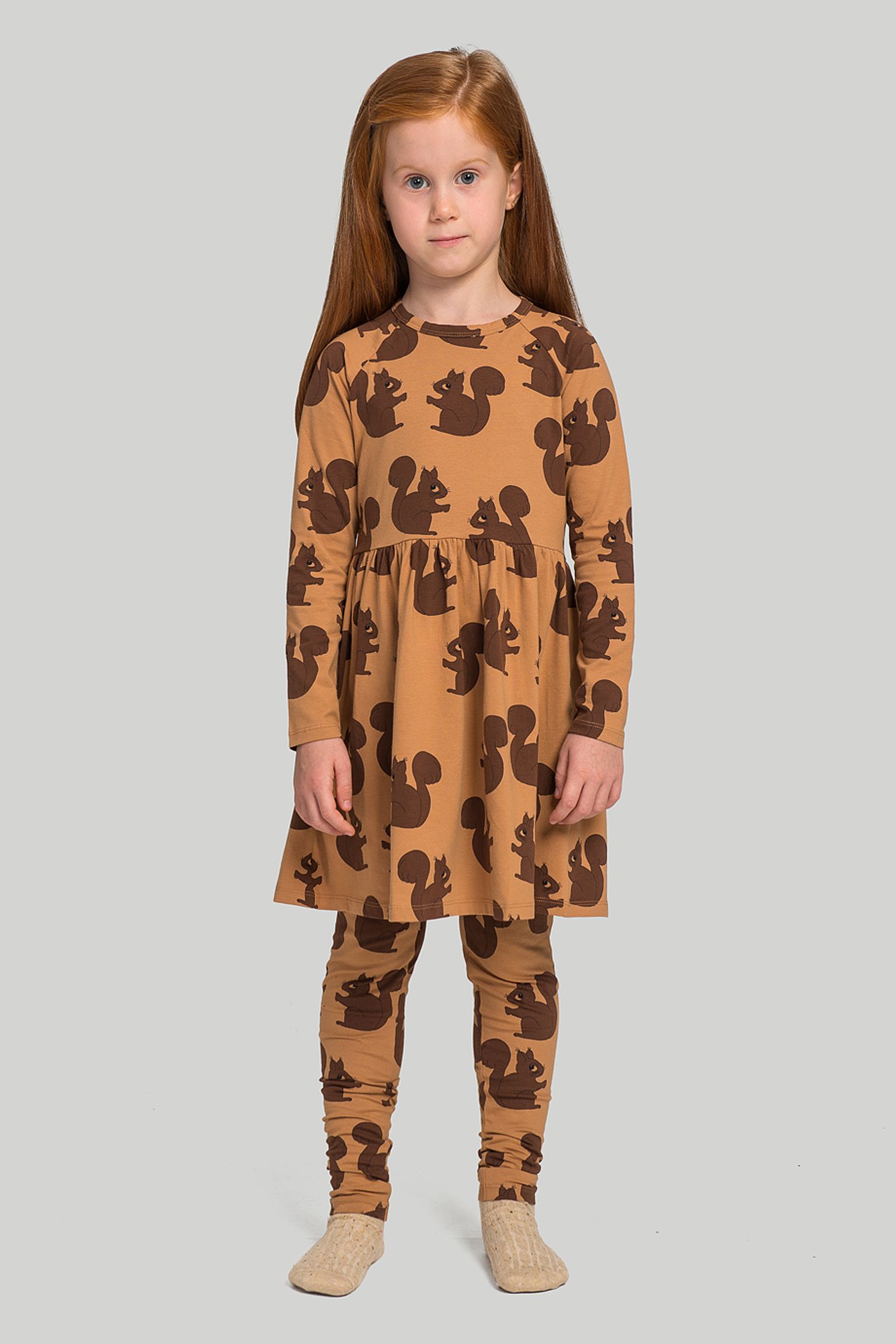 Платье MINI RODINI KIDS Squirrel aop ls dress купить