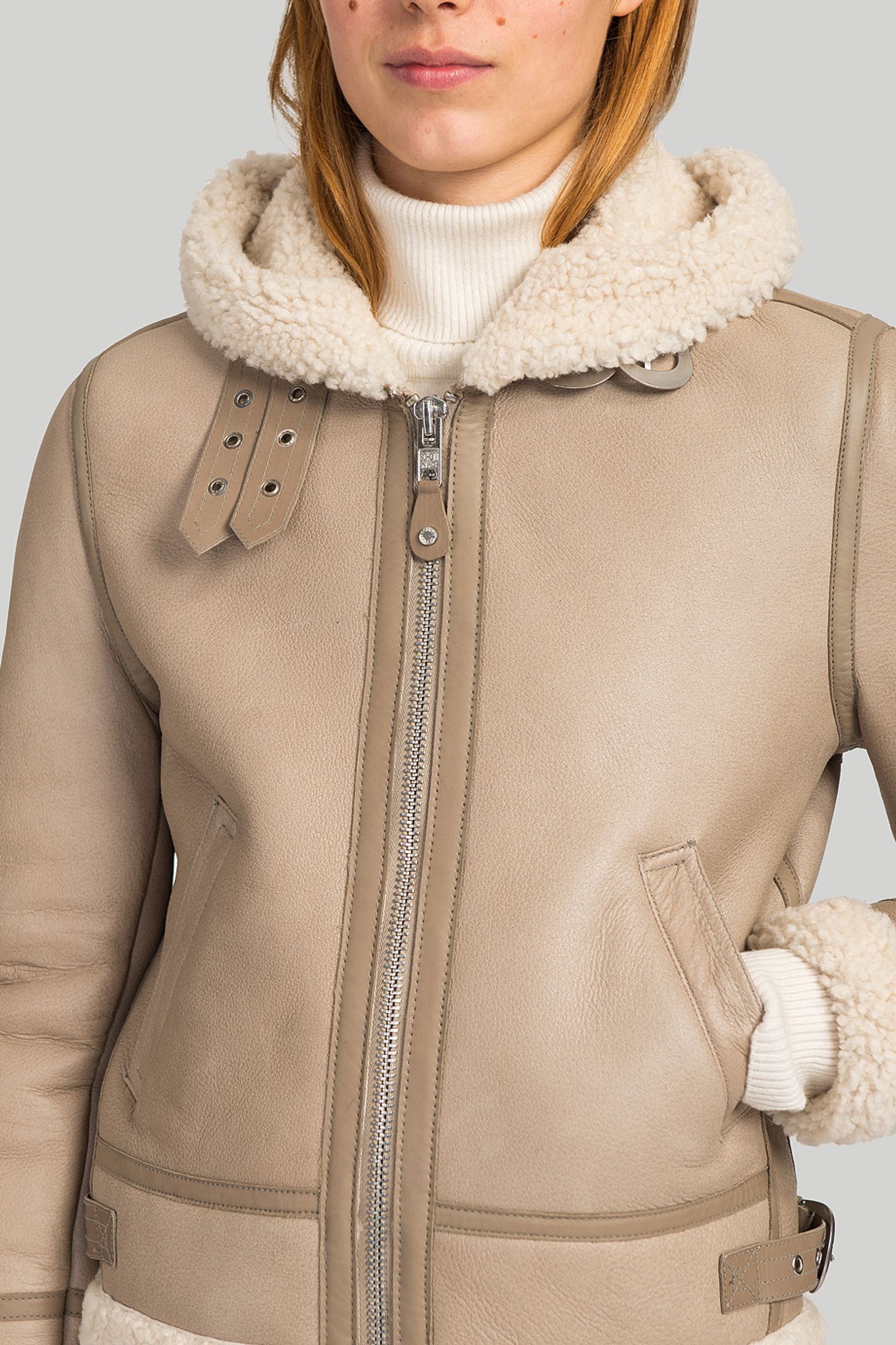 Стильные Куртка   HOODED B-3 JACKET IN SHEEP