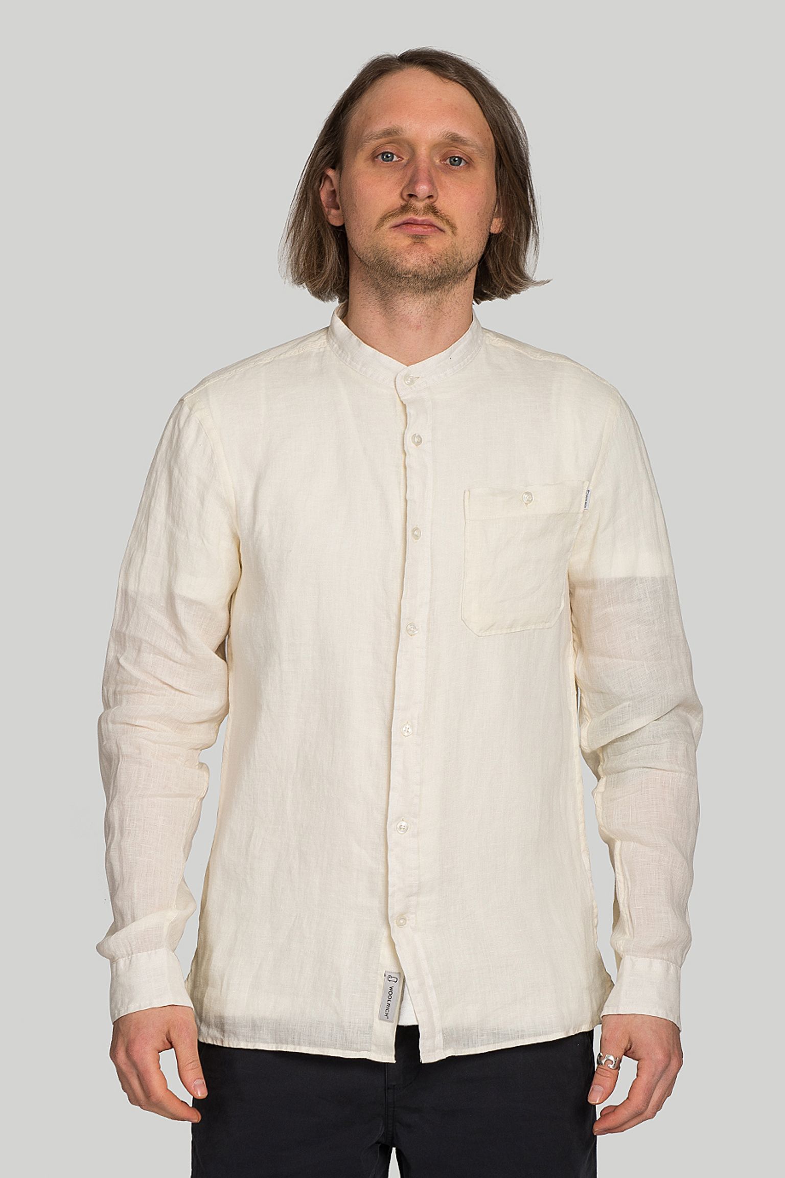 Сорочка Woolrich BAND COLLAR LINEN SHIRT