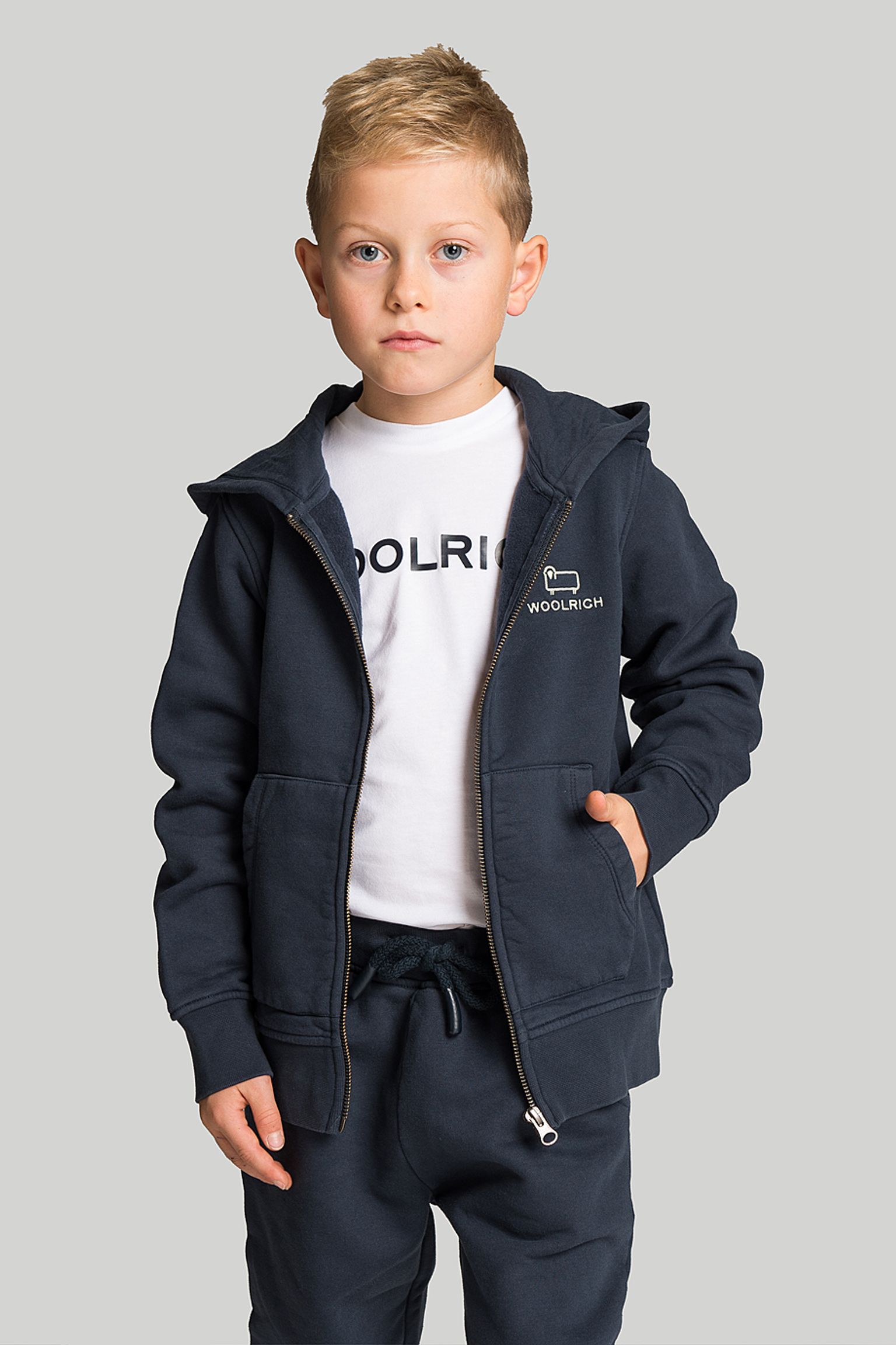 Спортивна кофта Woolrich KIDS LOGO FULL ZIP HOODIE