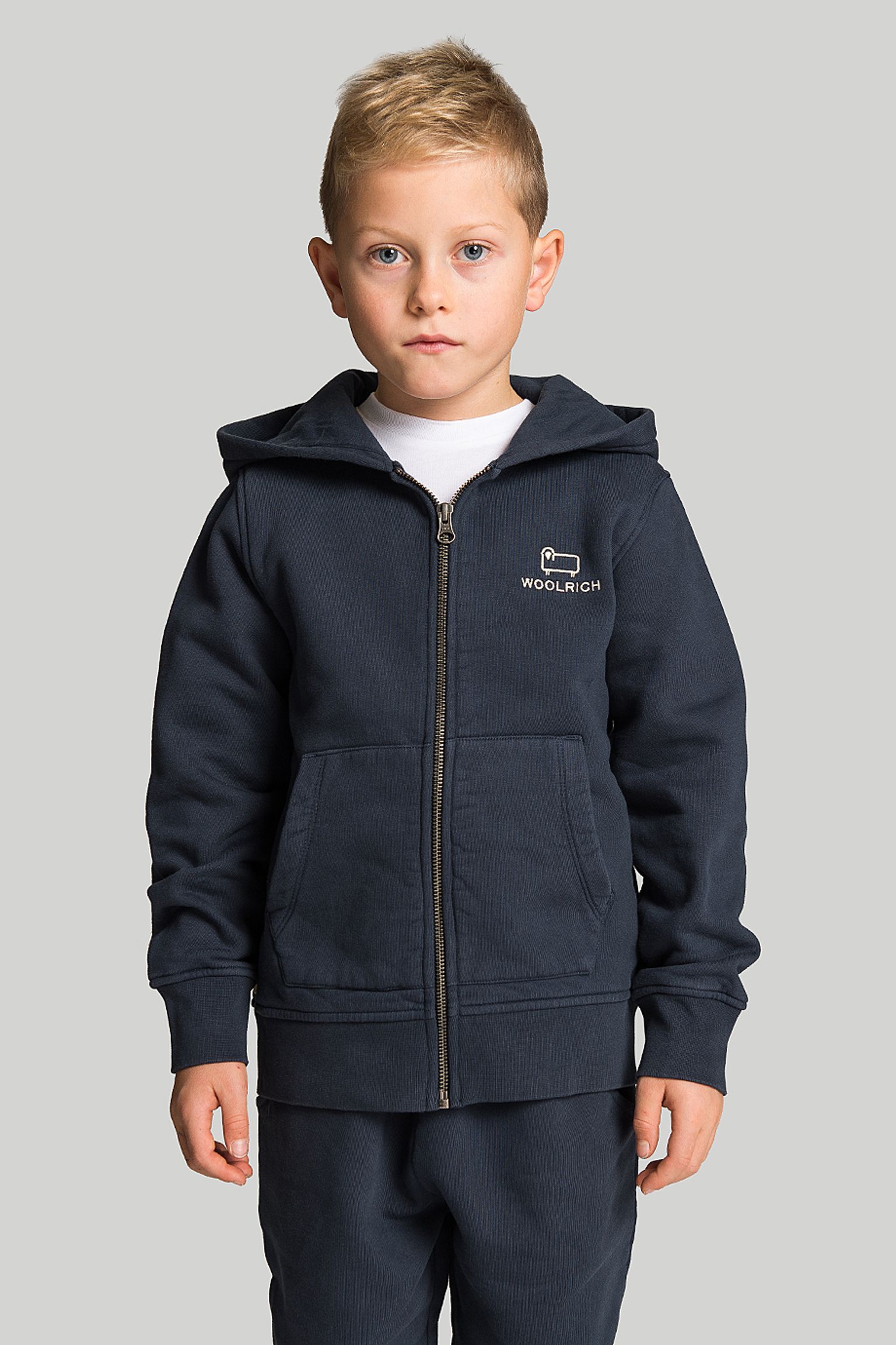 Спортивная кофта Woolrich KIDS LOGO FULL ZIP HOODIE с доставкой