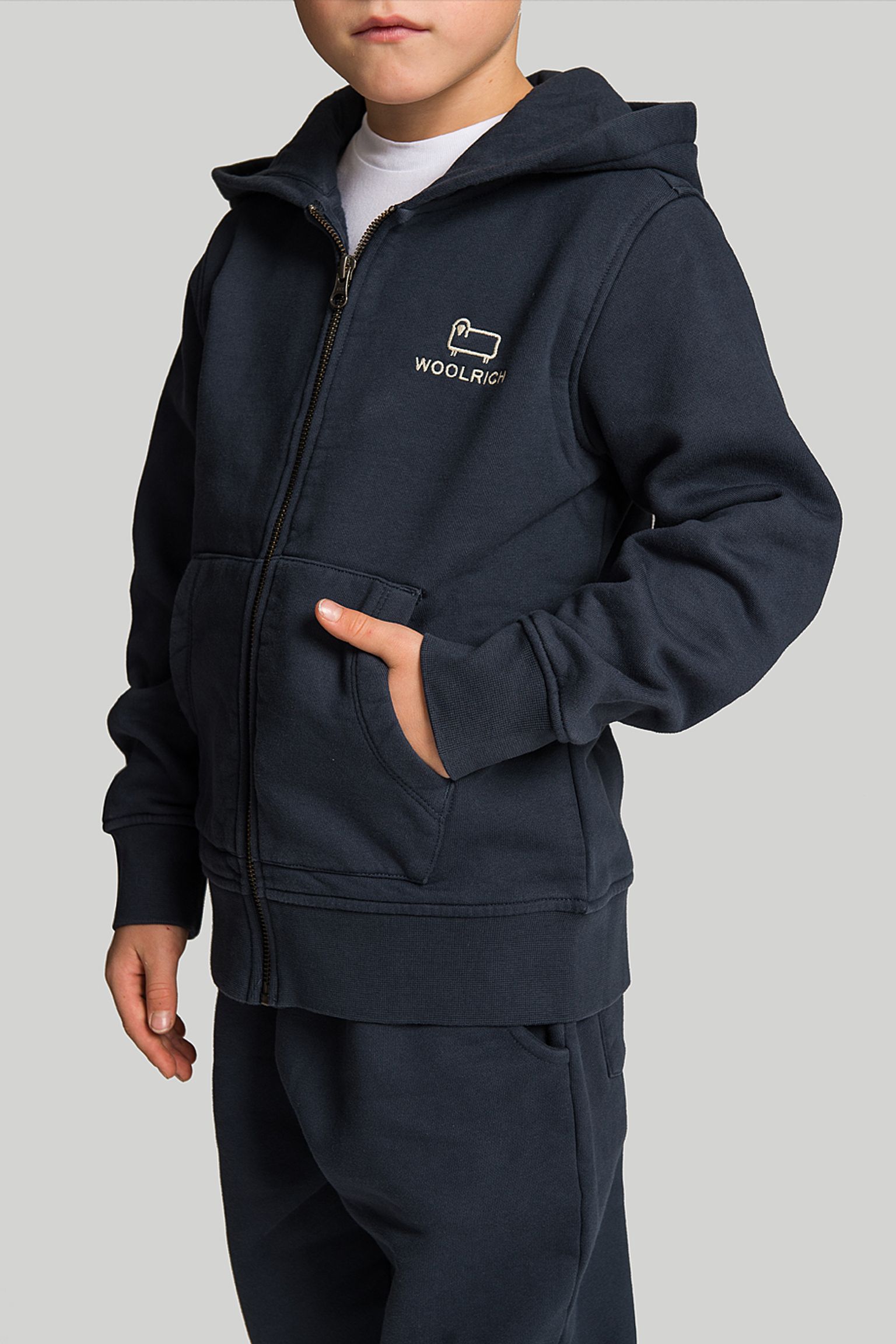 Широкий выбор Спортивная кофта Woolrich KIDS LOGO FULL ZIP HOODIE