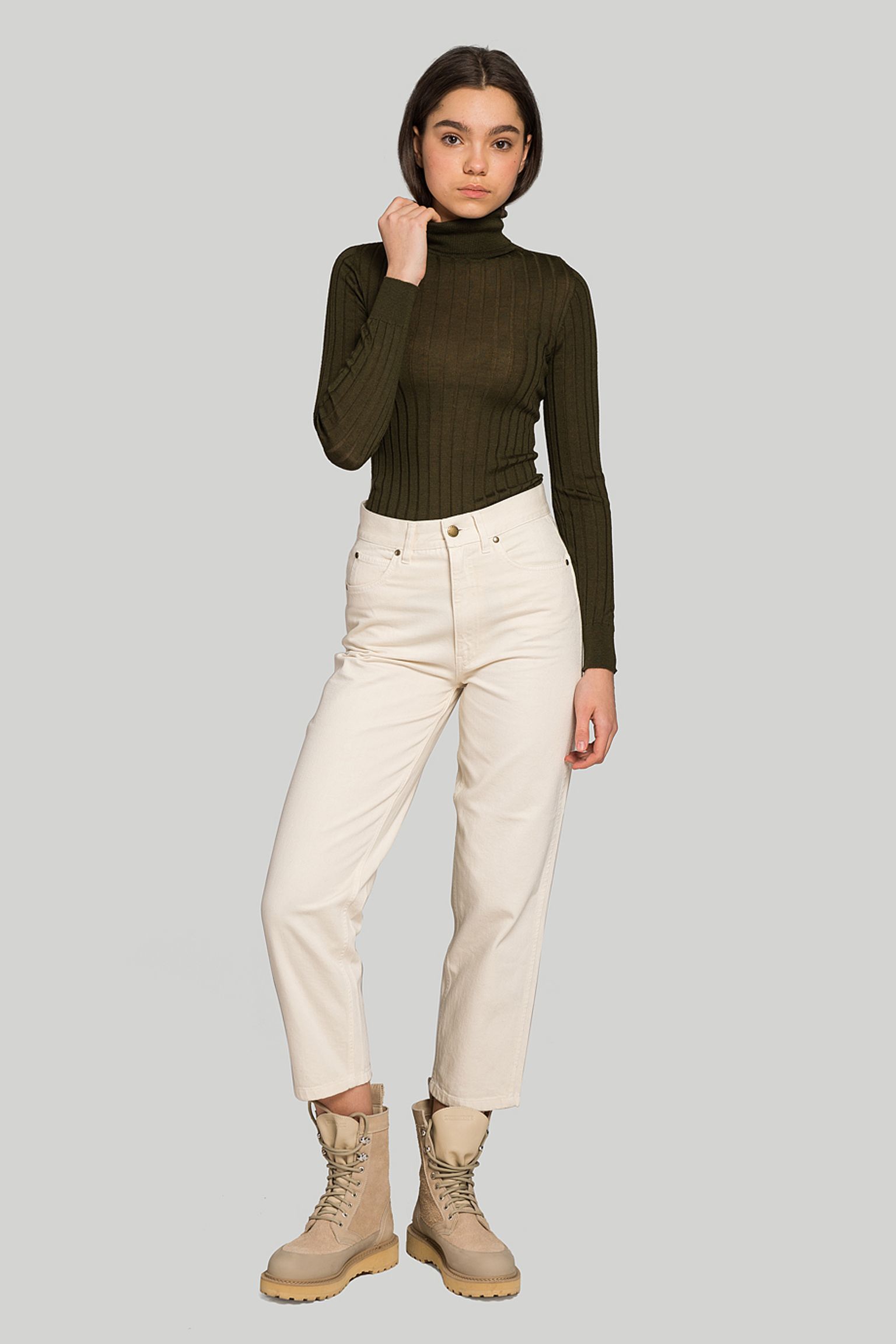 Гольф Johnstons of Elgin SUPERFINE CASHMERE SILK FLAT RIBBED ROLL NECK купити