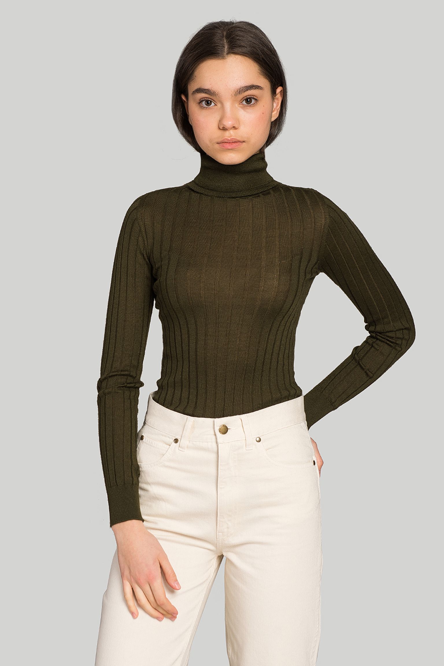 Гольф Johnstons of Elgin SUPERFINE CASHMERE SILK FLAT RIBBED ROLL NECK купити в Україні