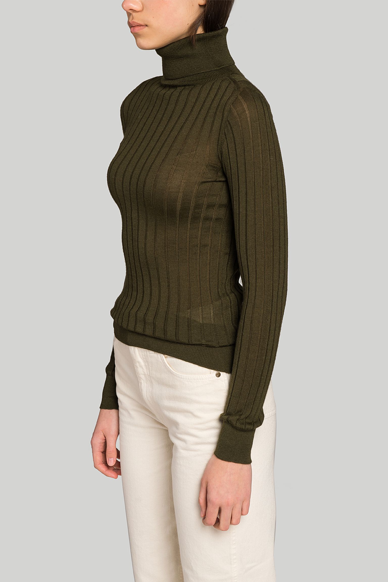 Стильні Гольф Johnstons of Elgin SUPERFINE CASHMERE SILK FLAT RIBBED ROLL NECK