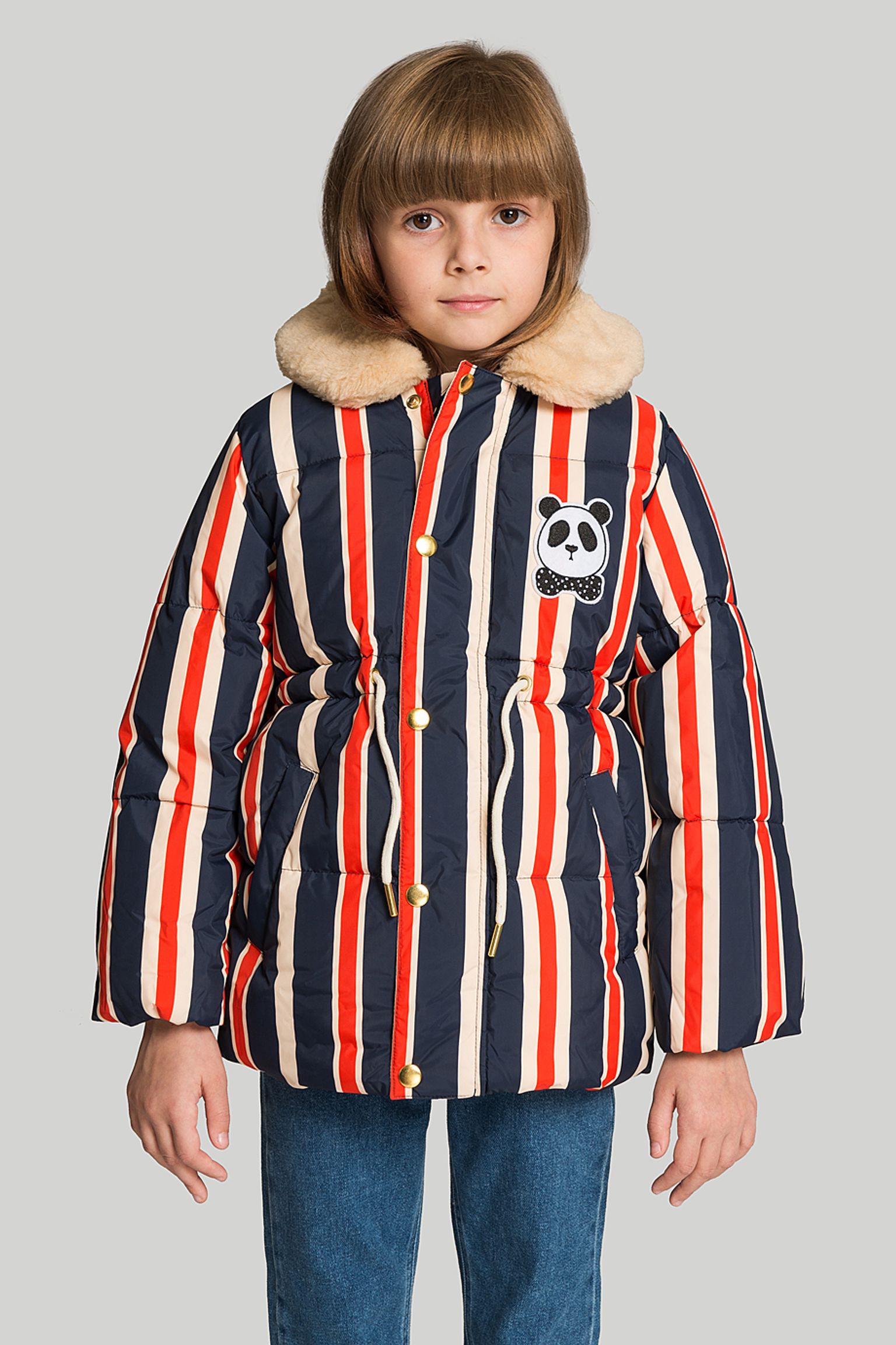 Пуховик MINI RODINI KIDS Panda faux fur puffer jacket