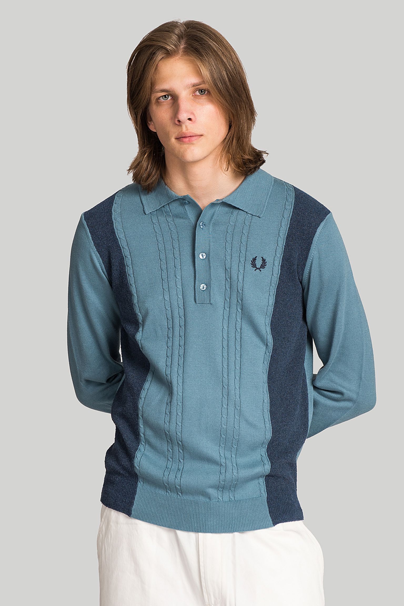 Поло Fred Perry CABLE KNIT SHIRT WITH PANELS