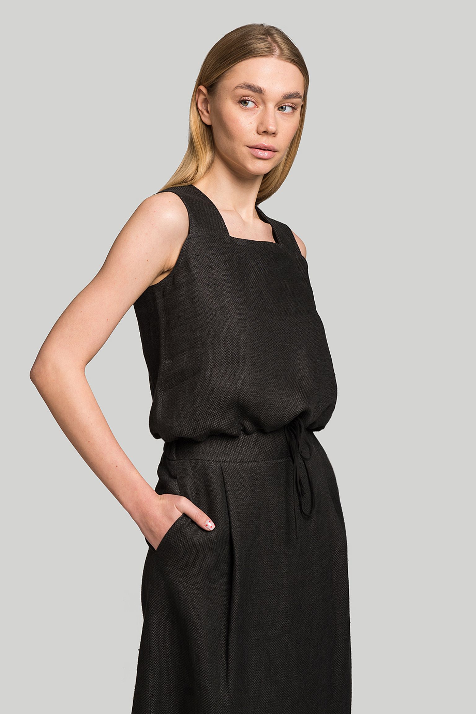 Топ MISSING YOU ALREADY SQUARE-NECK LINEN DRAWSTRING TOP купить