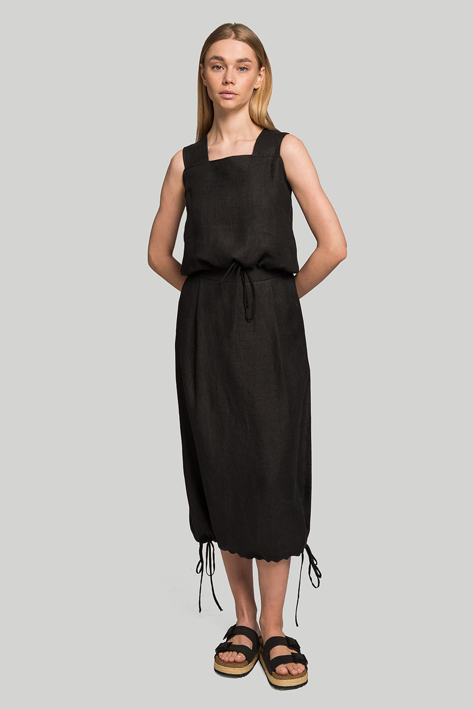 Топ MISSING YOU ALREADY SQUARE-NECK LINEN DRAWSTRING TOP купить в Украине