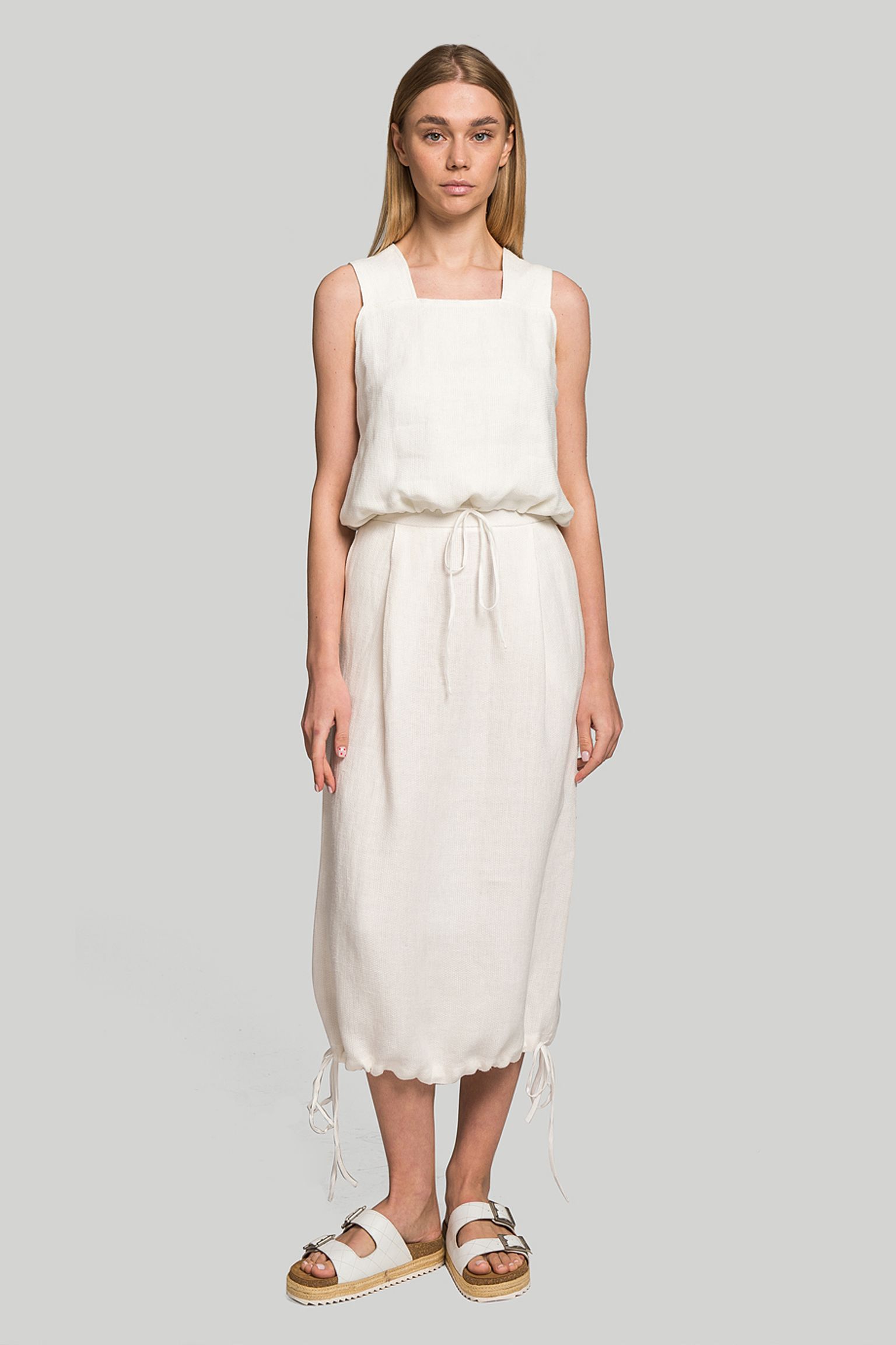 Топ MISSING YOU ALREADY SQUARE-NECK LINEN DRAWSTRING TOP купити в Україні