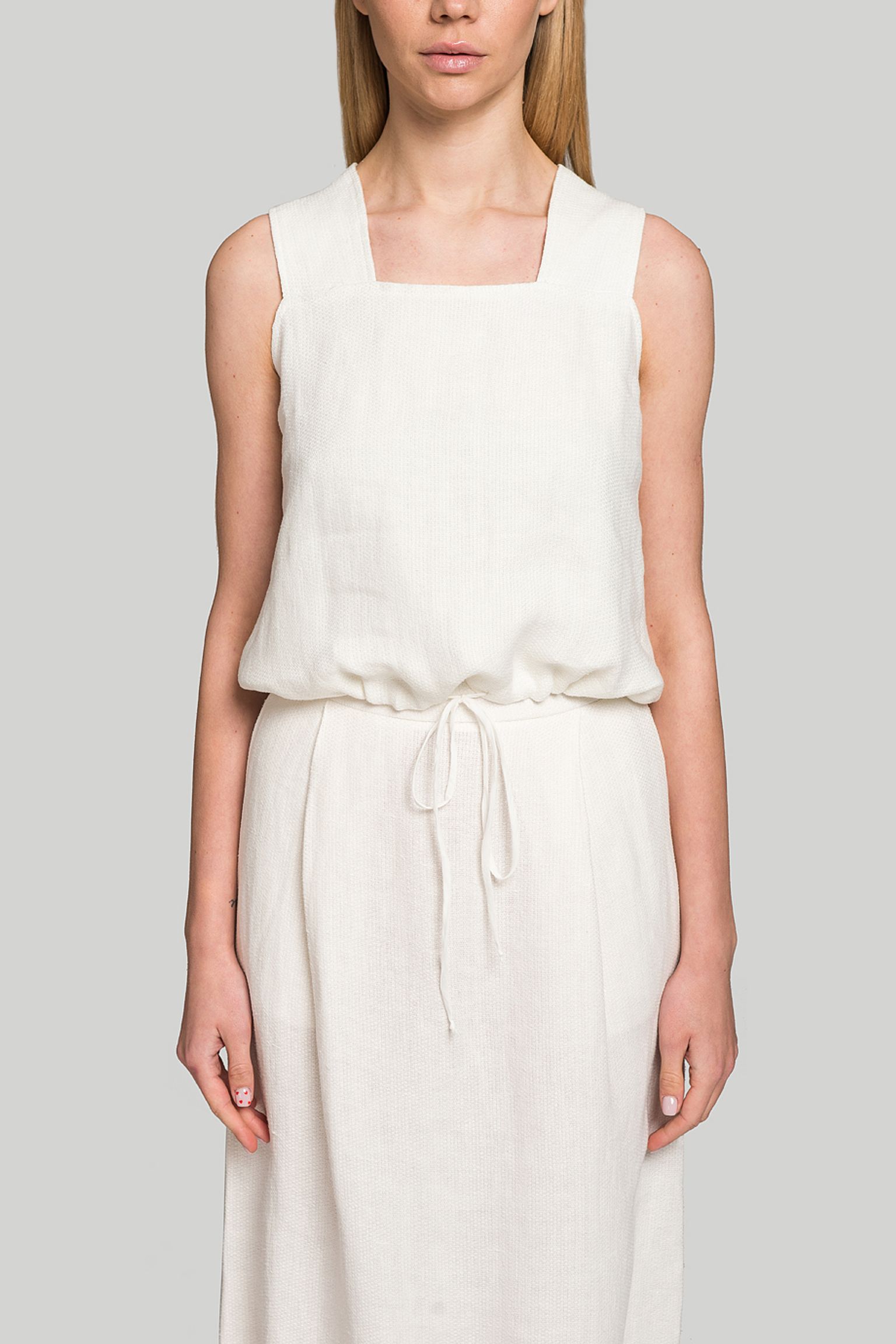 Топ MISSING YOU ALREADY SQUARE-NECK LINEN DRAWSTRING TOP з доставкою