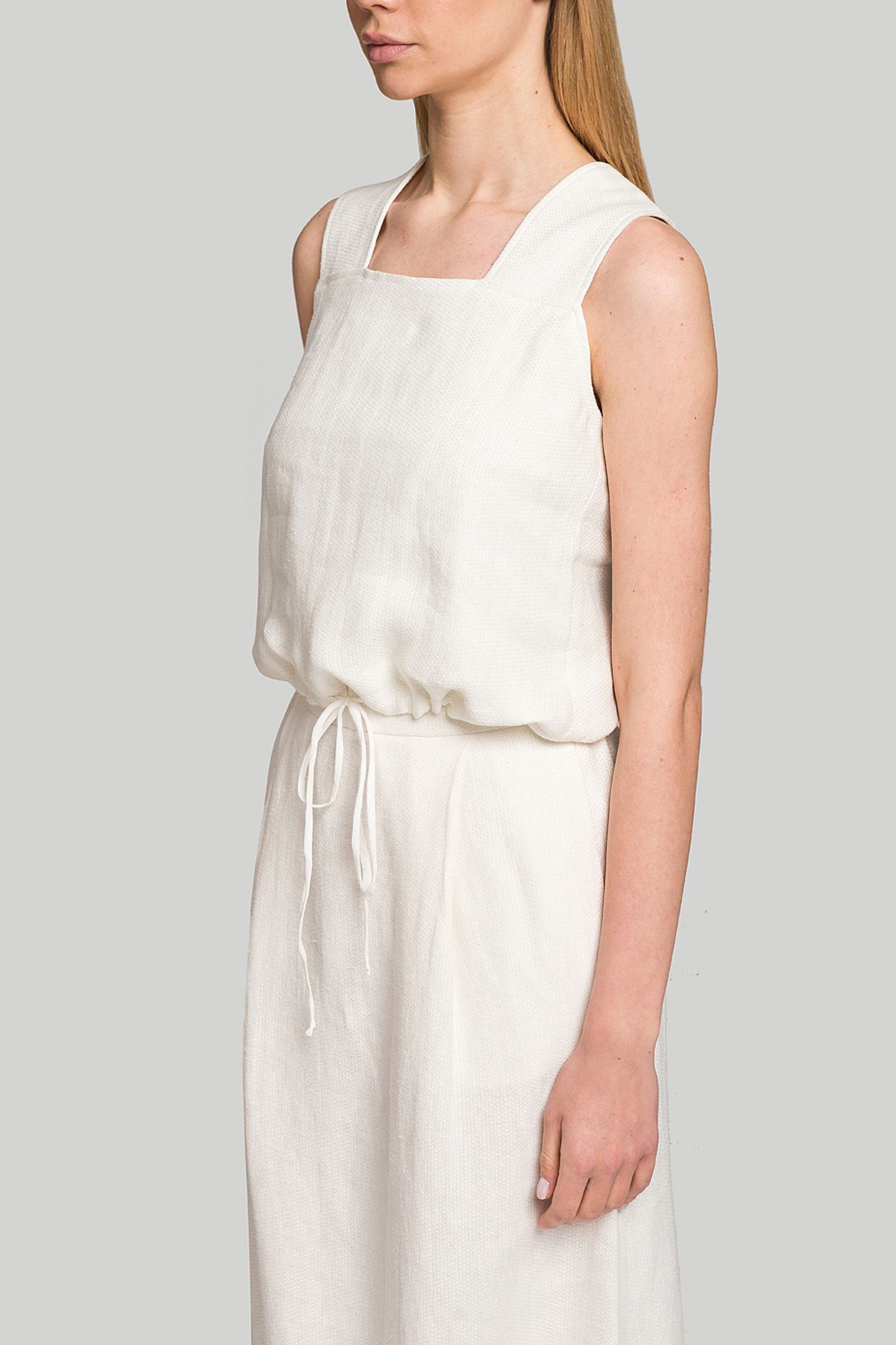 Топ MISSING YOU ALREADY SQUARE-NECK LINEN DRAWSTRING TOP