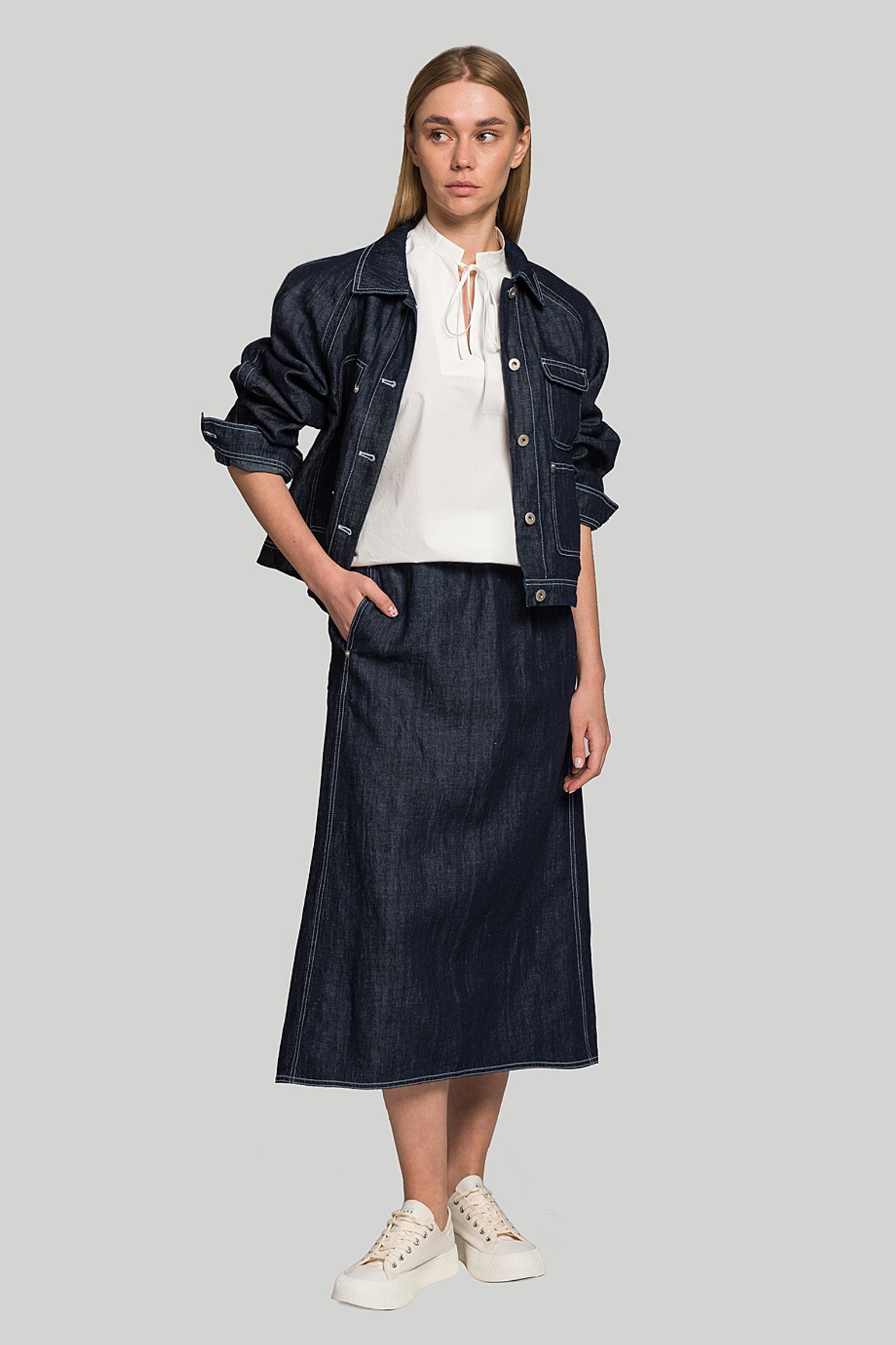 Юбка THE LOOM LINEN BLENDED DENIM SKIRT купить в Украине