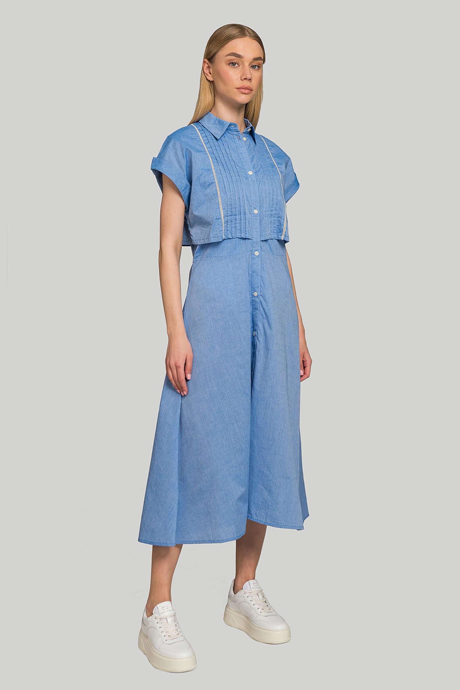 Платье Woolrich PINTUCK CHAMBRAY DRESS