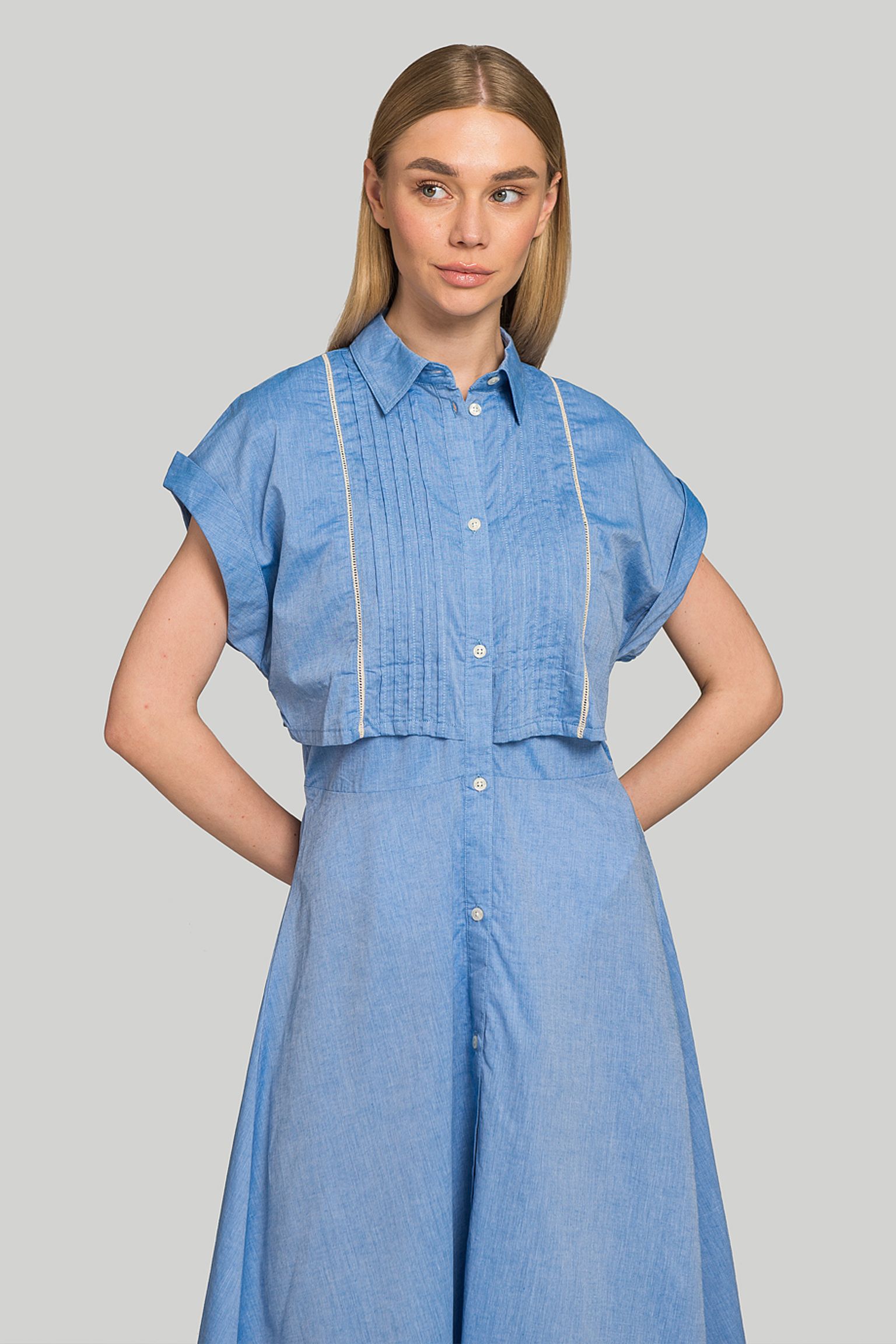 Платье Woolrich PINTUCK CHAMBRAY DRESS