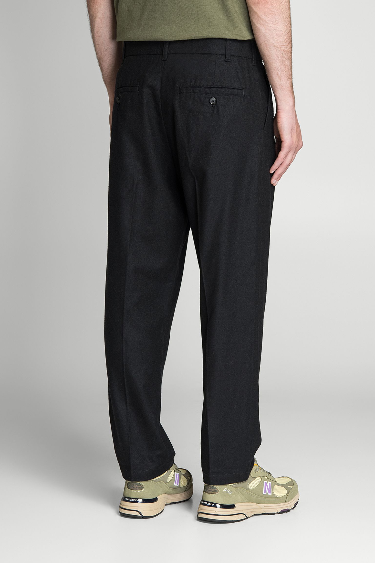 брюки Eddy Pant Plain Wool Weave Black garment washed