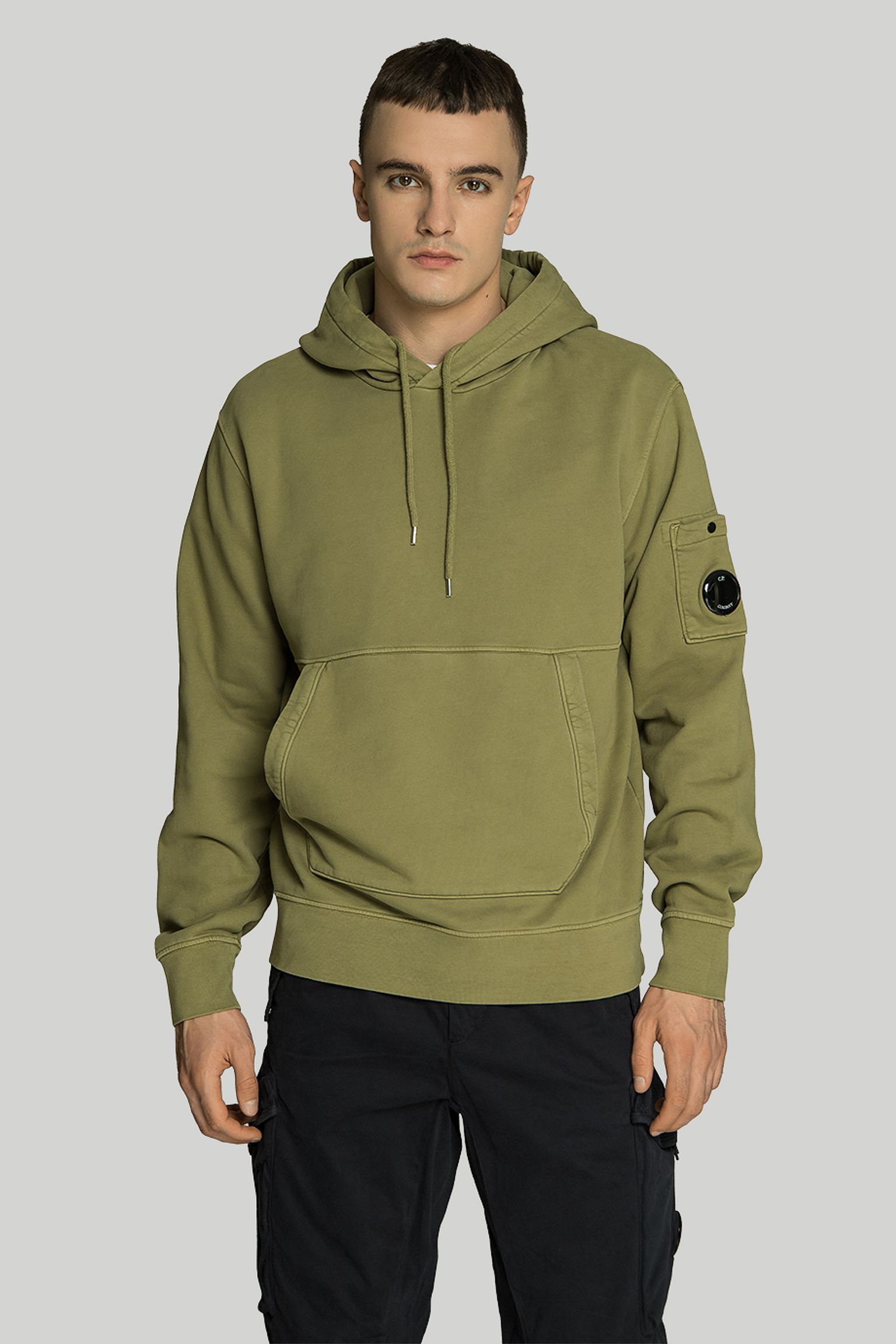 Худі C.P. Company BRUSHED & EMERIZED DIAGONAL FLEECE LENS HOODIE