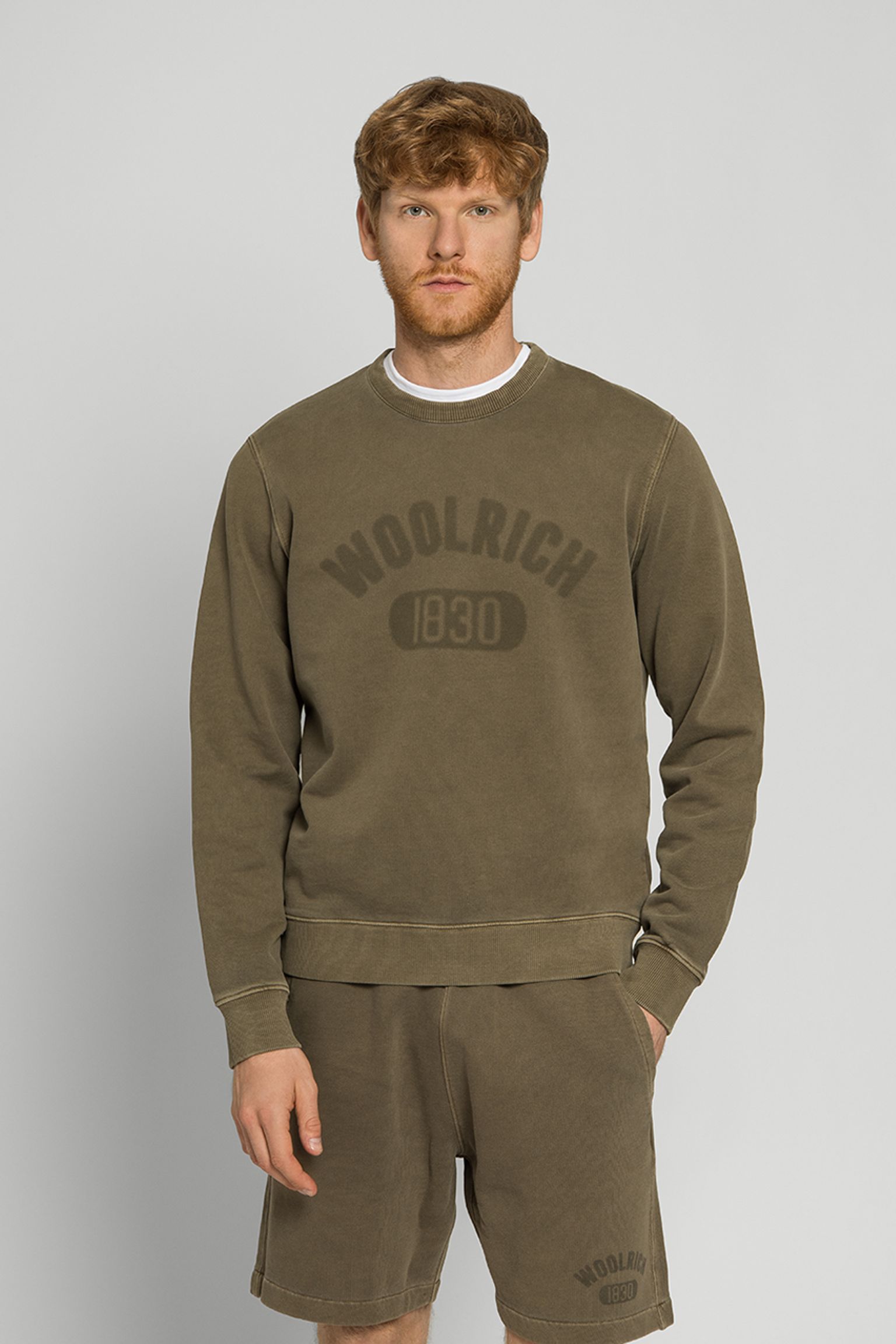 Світшот Woolrich GARMENT DYED LOGO CREWNECK