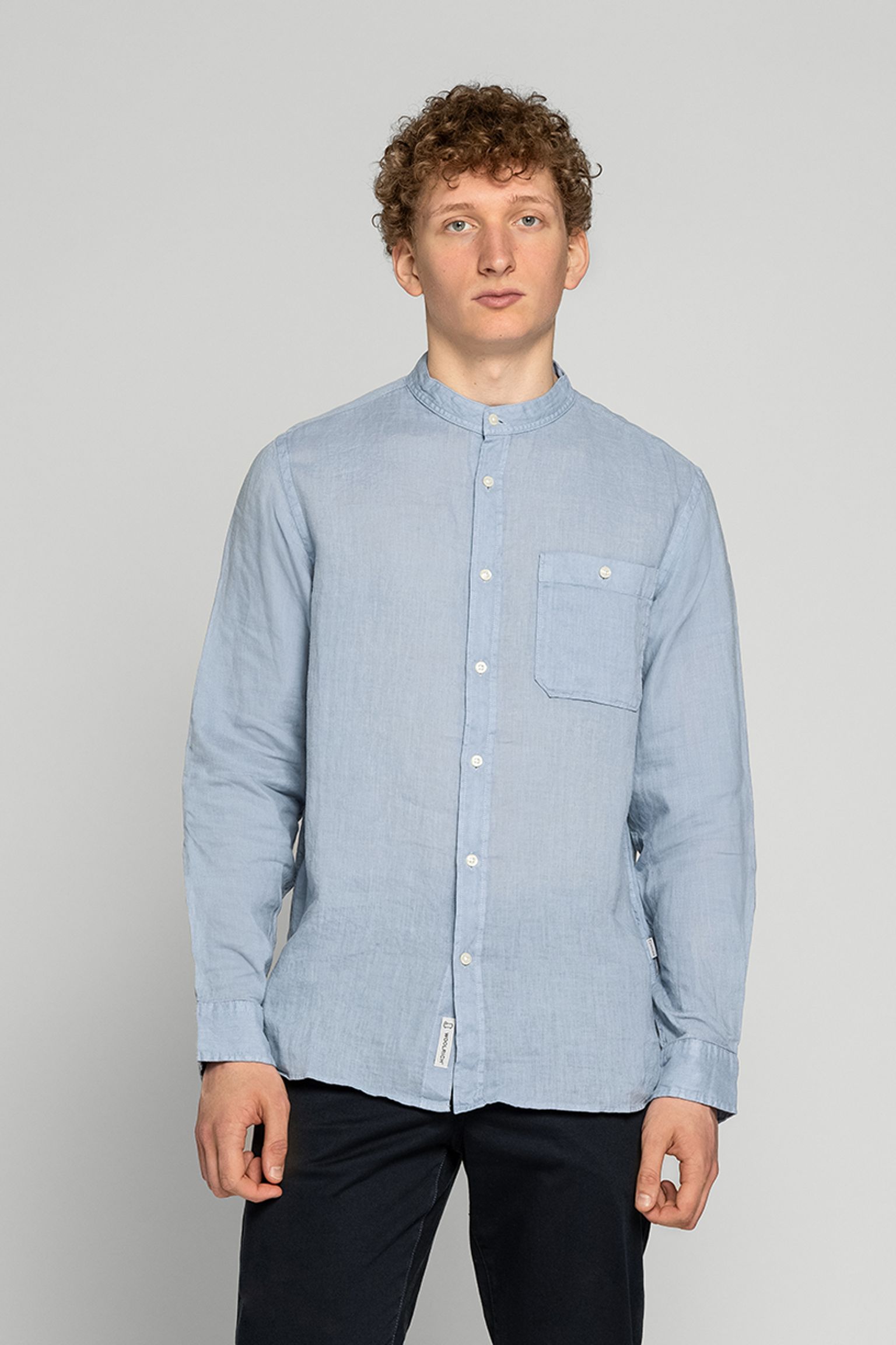 Сорочка Woolrich BAND COLLAR LINEN SHIRT