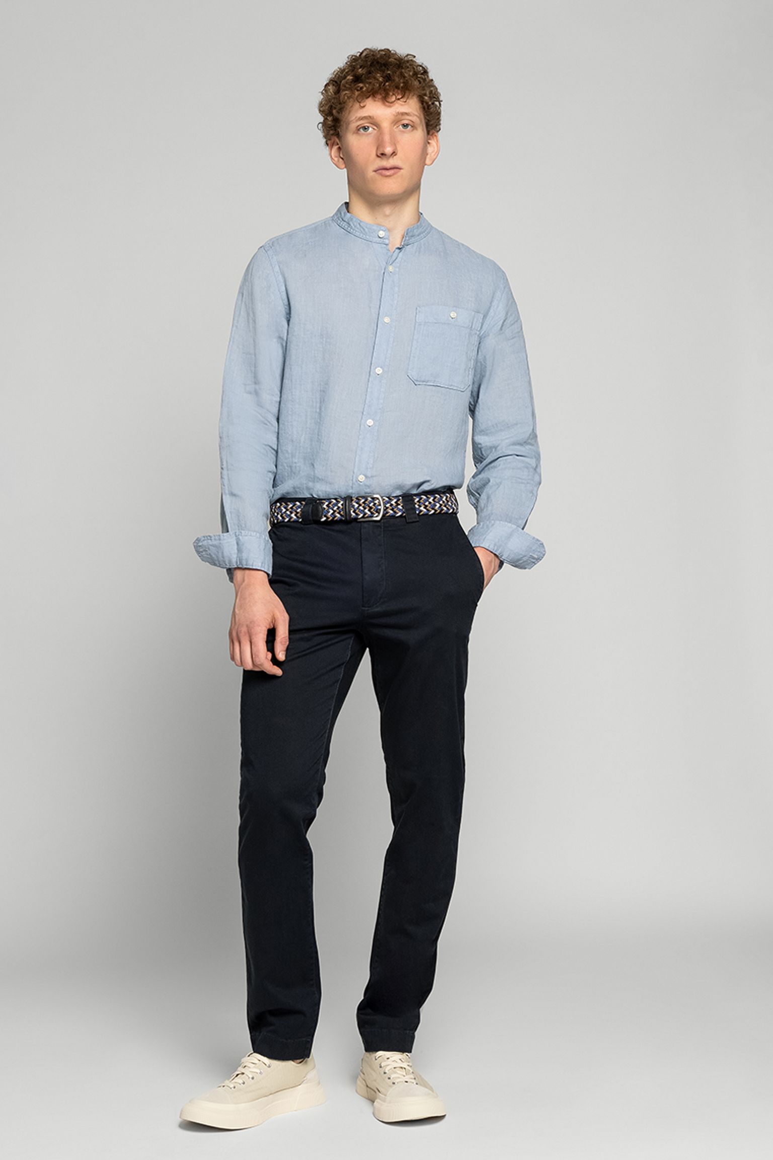 Сорочка Woolrich BAND COLLAR LINEN SHIRT