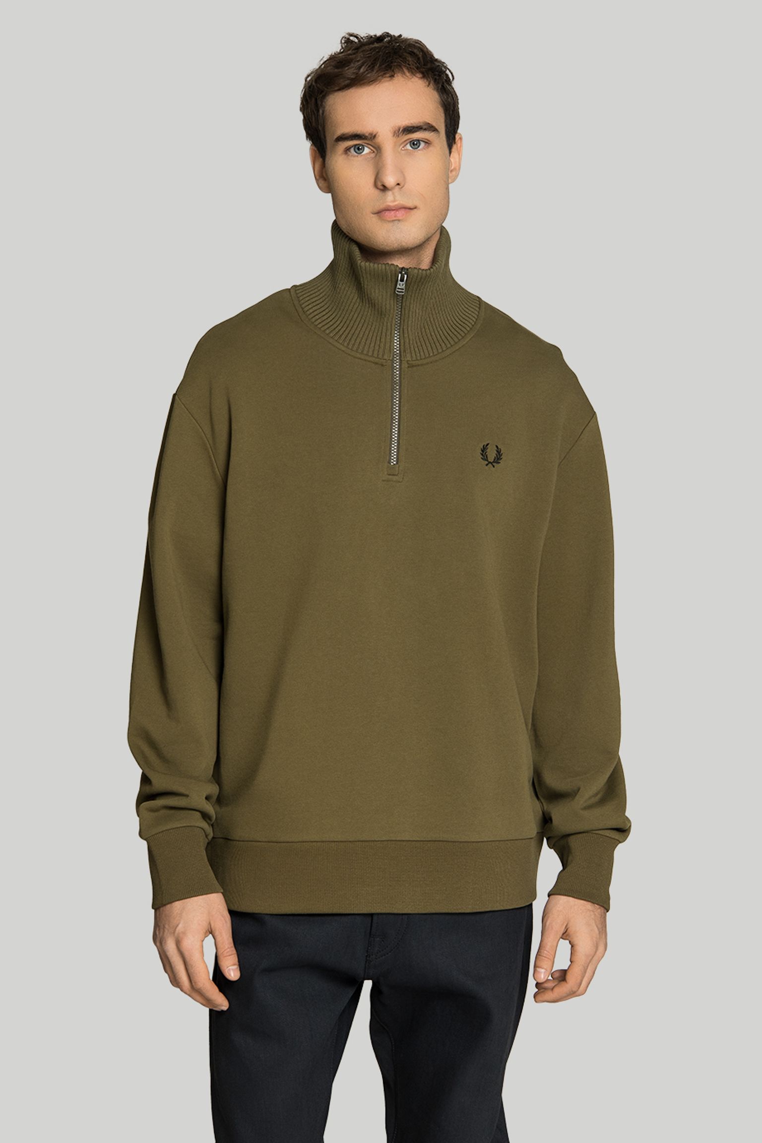Свитошот KNITTED TRIM ZIP NECK SWEATSHIRT купить в Украине