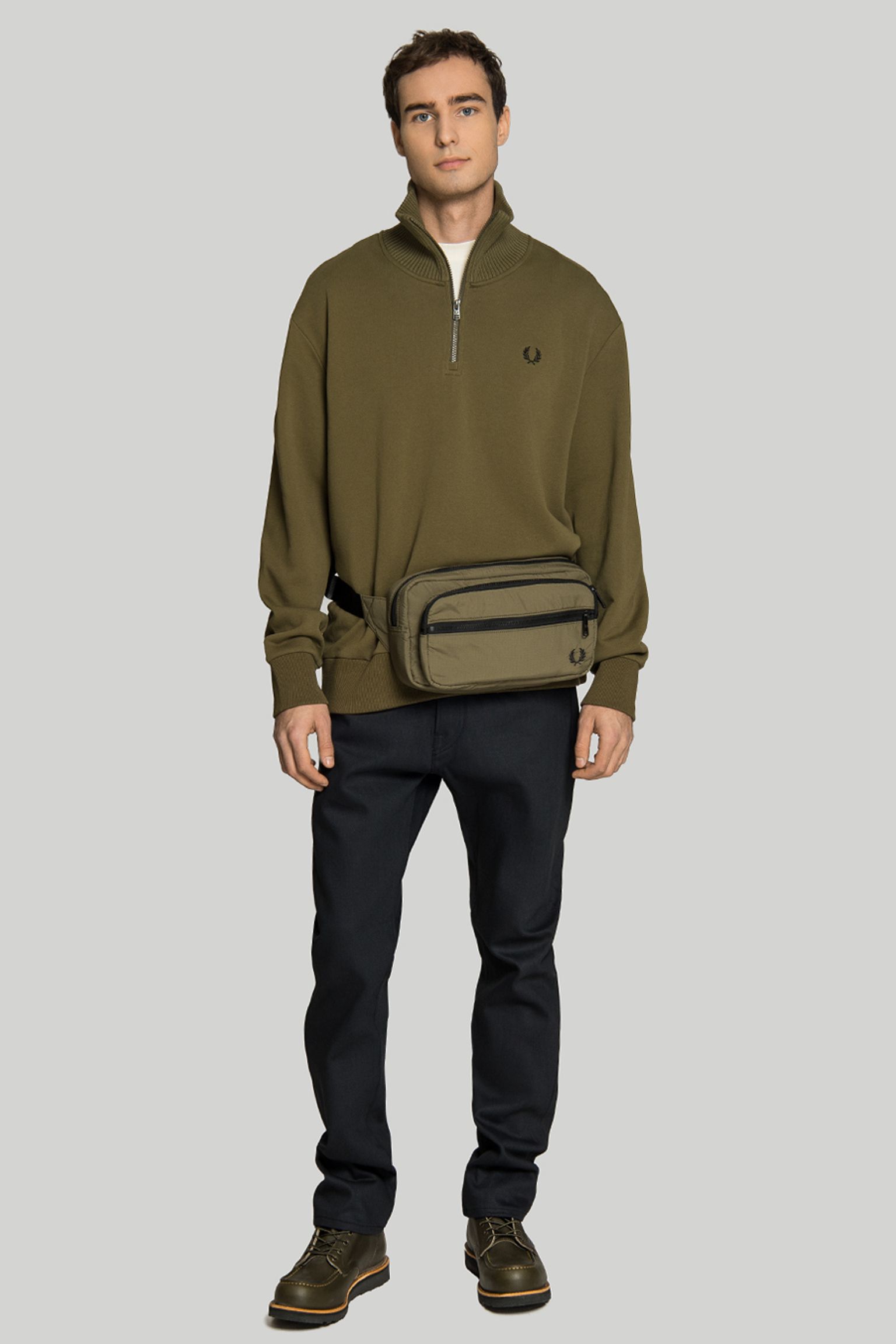 Свитошот KNITTED TRIM ZIP NECK SWEATSHIRT с доставкой