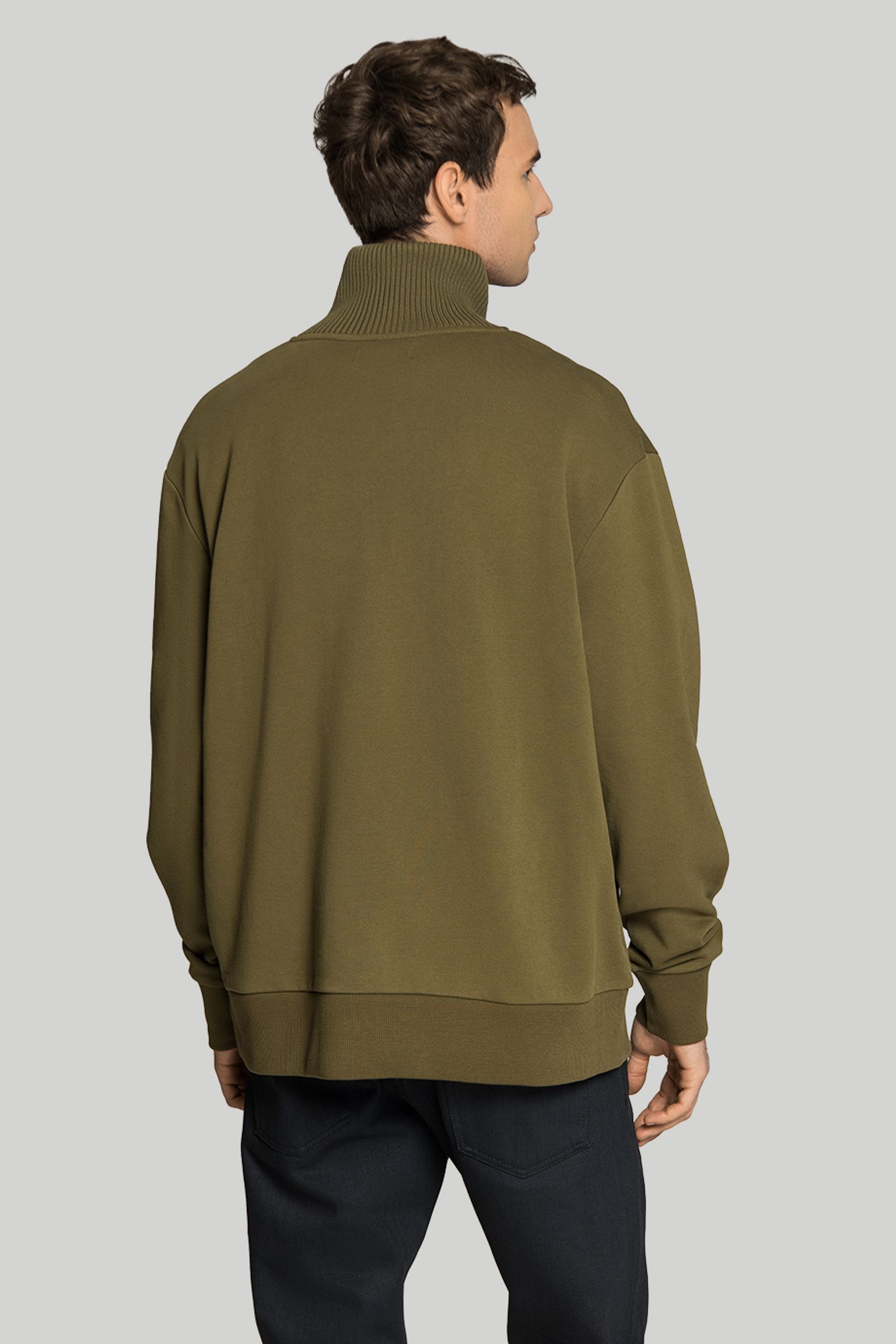 Стильные Свитошот KNITTED TRIM ZIP NECK SWEATSHIRT