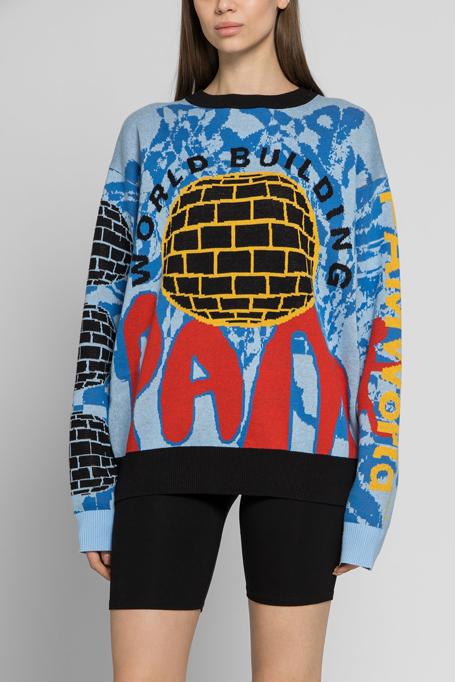 Стильные Свитер   WORLD BUILDING GRAPHIC JACQUARD KNIT