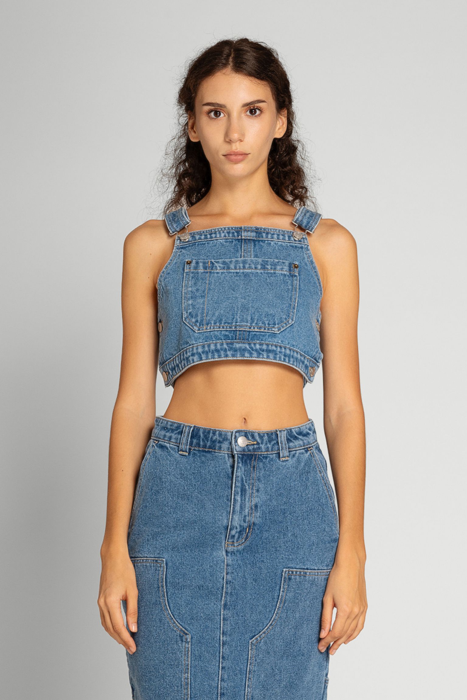 Топ   CROPPED OVERALL DENIM TOP