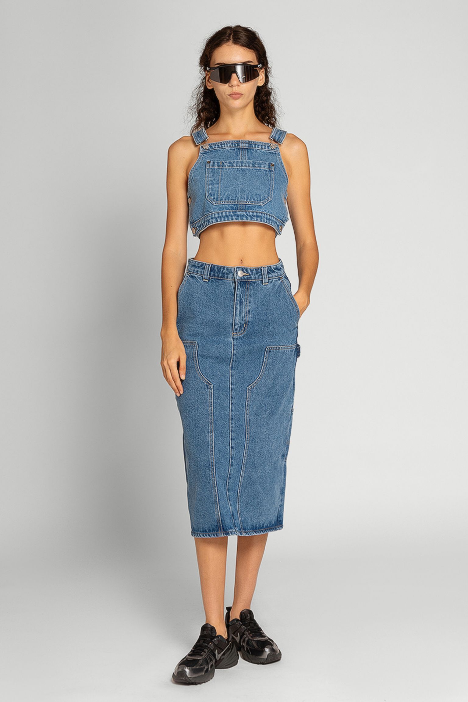 Топ   CROPPED OVERALL DENIM TOP