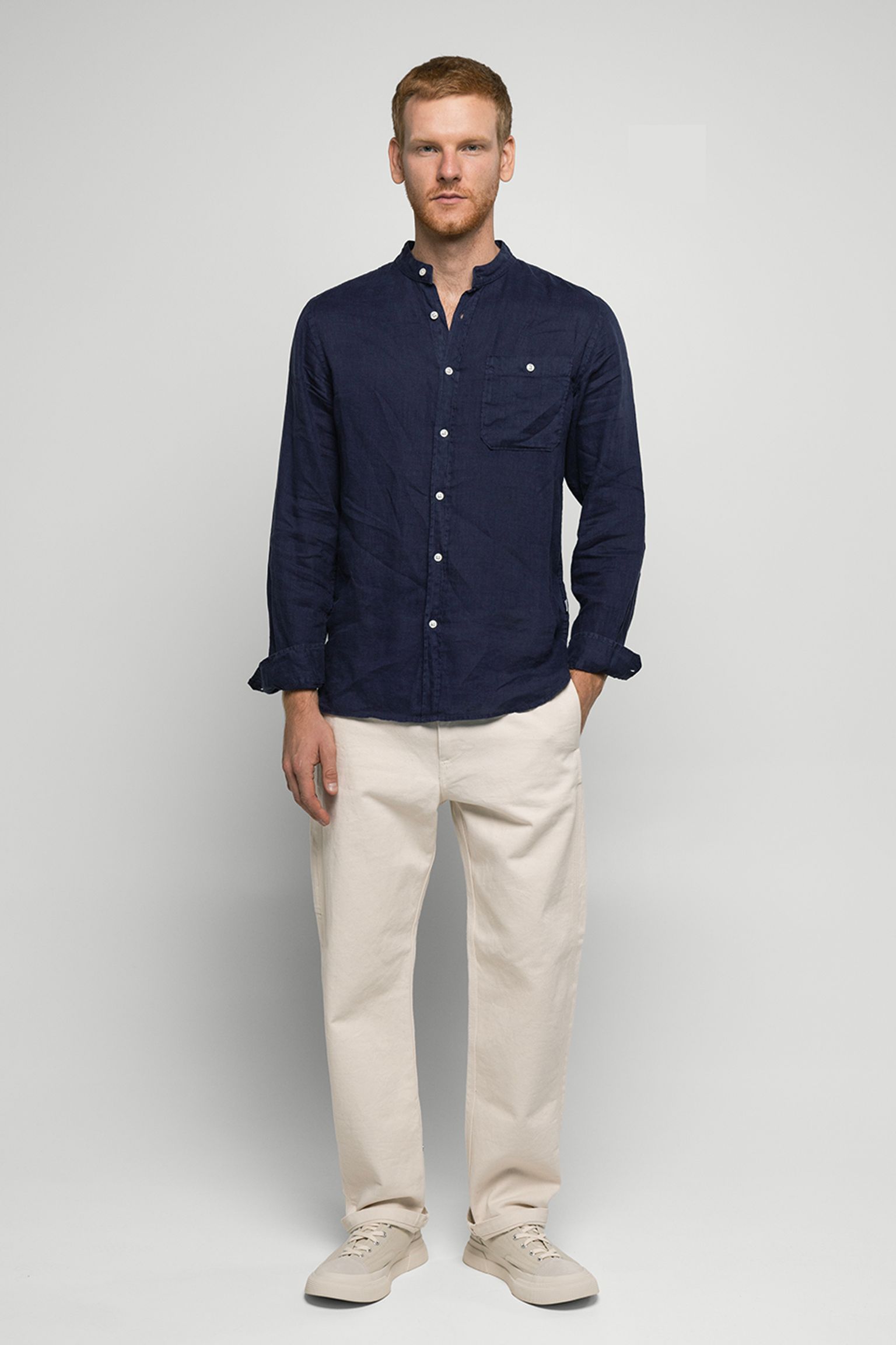 Рубашка BAND COLLAR LINEN SHIRT с доставкой