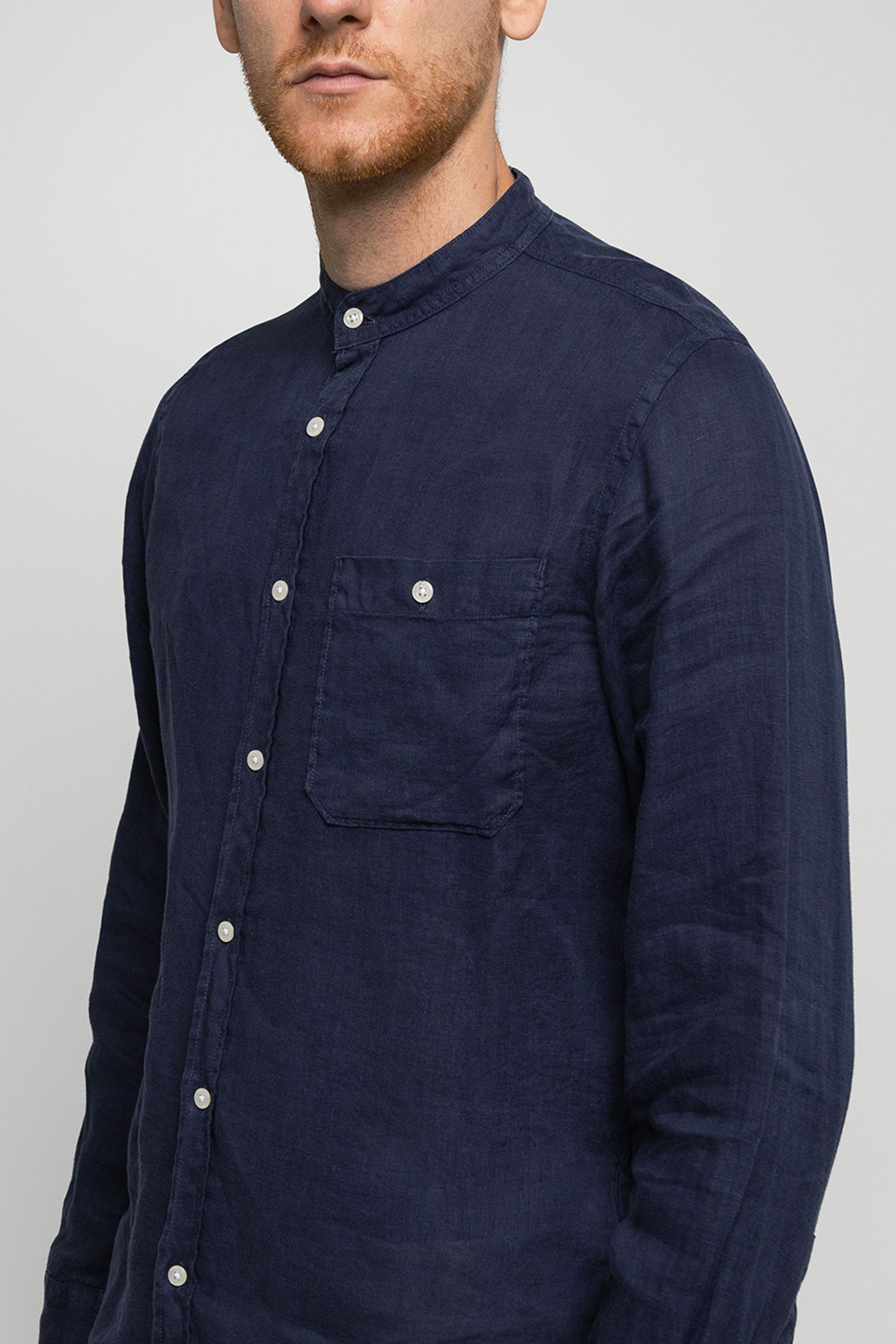 Рубашка BAND COLLAR LINEN SHIRT