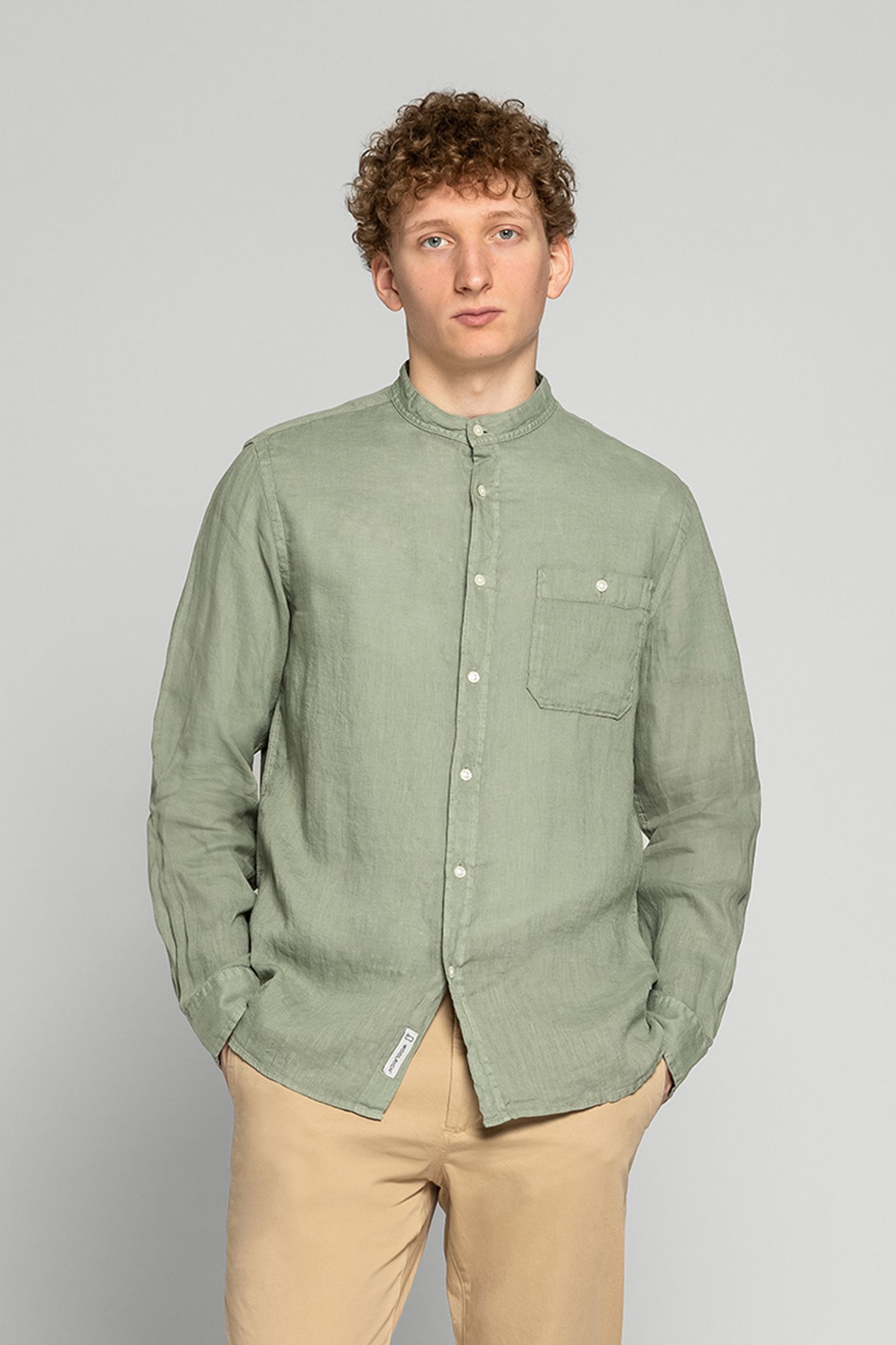 Сорочка Woolrich BAND COLLAR LINEN SHIRT