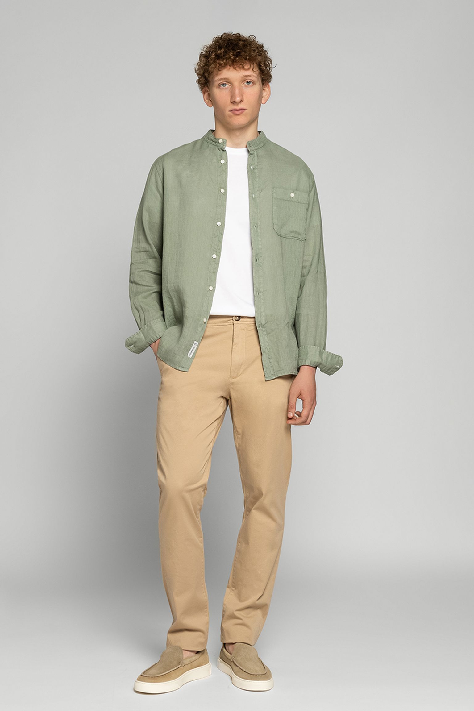 Сорочка Woolrich BAND COLLAR LINEN SHIRT