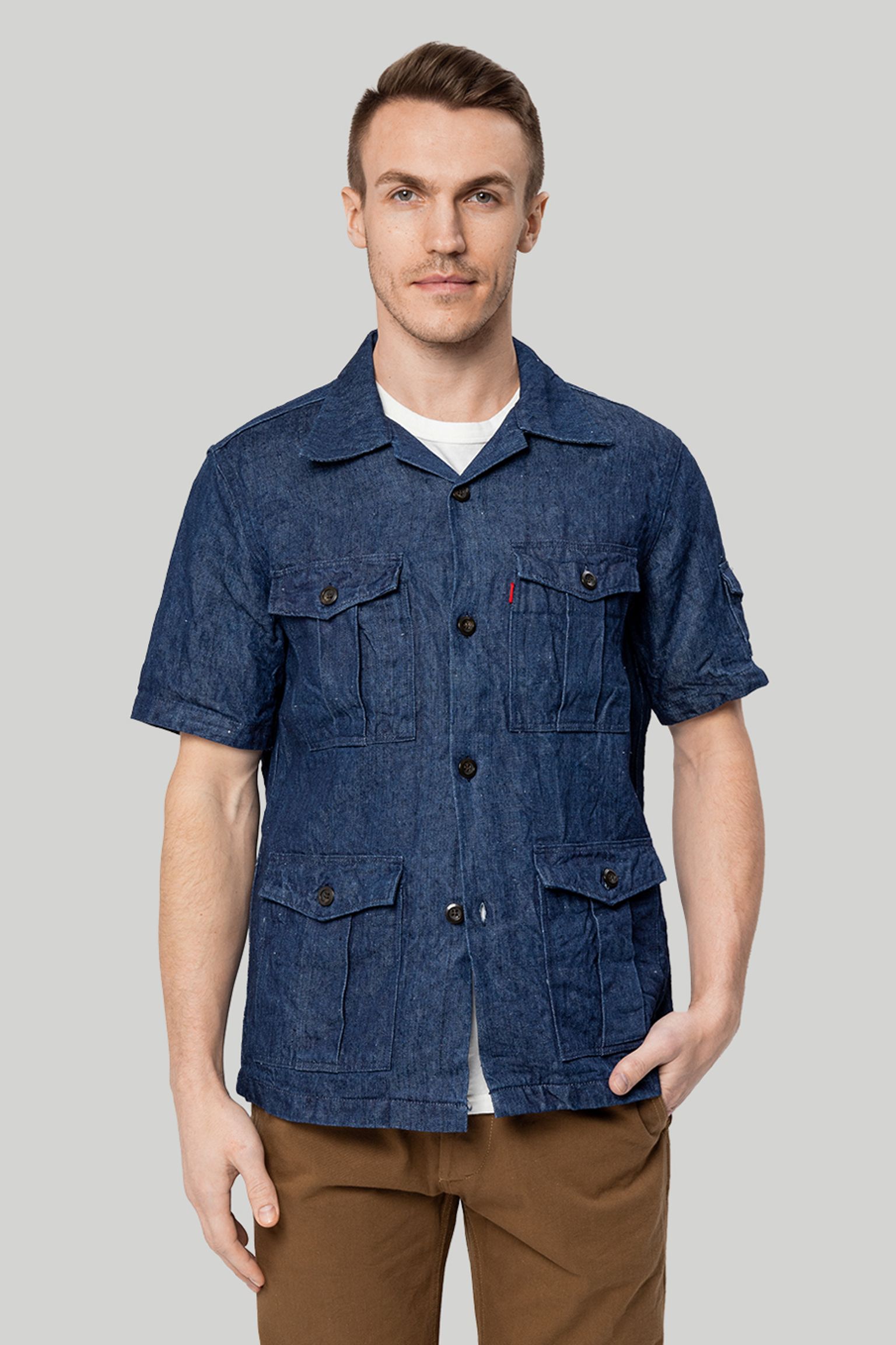 Рубашка UES LINEN SHORT-SLEEVED SAFARI SHIRT с доставкой