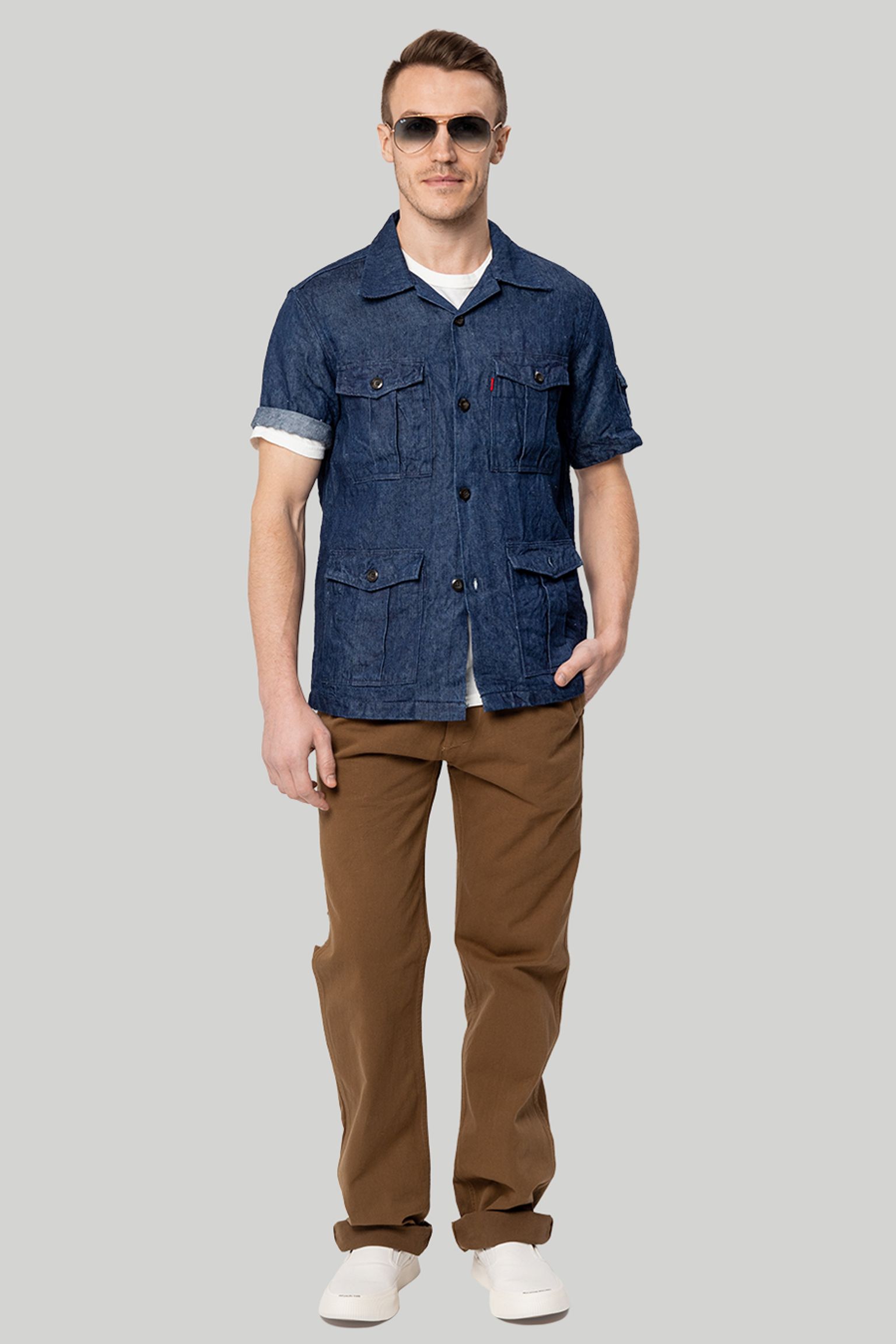 Рубашка   LINEN SHORT-SLEEVED SAFARI SHIRT