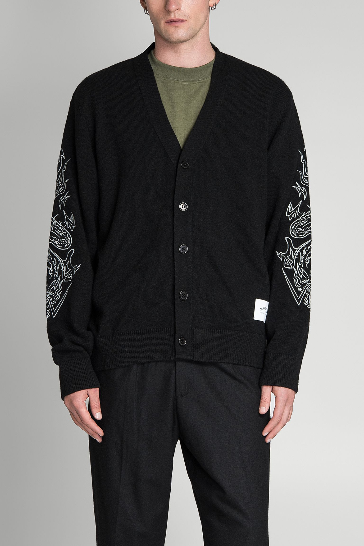 кардиган Tatsu Cardigan Wool Knit Blend  Black garment washed с доставкой